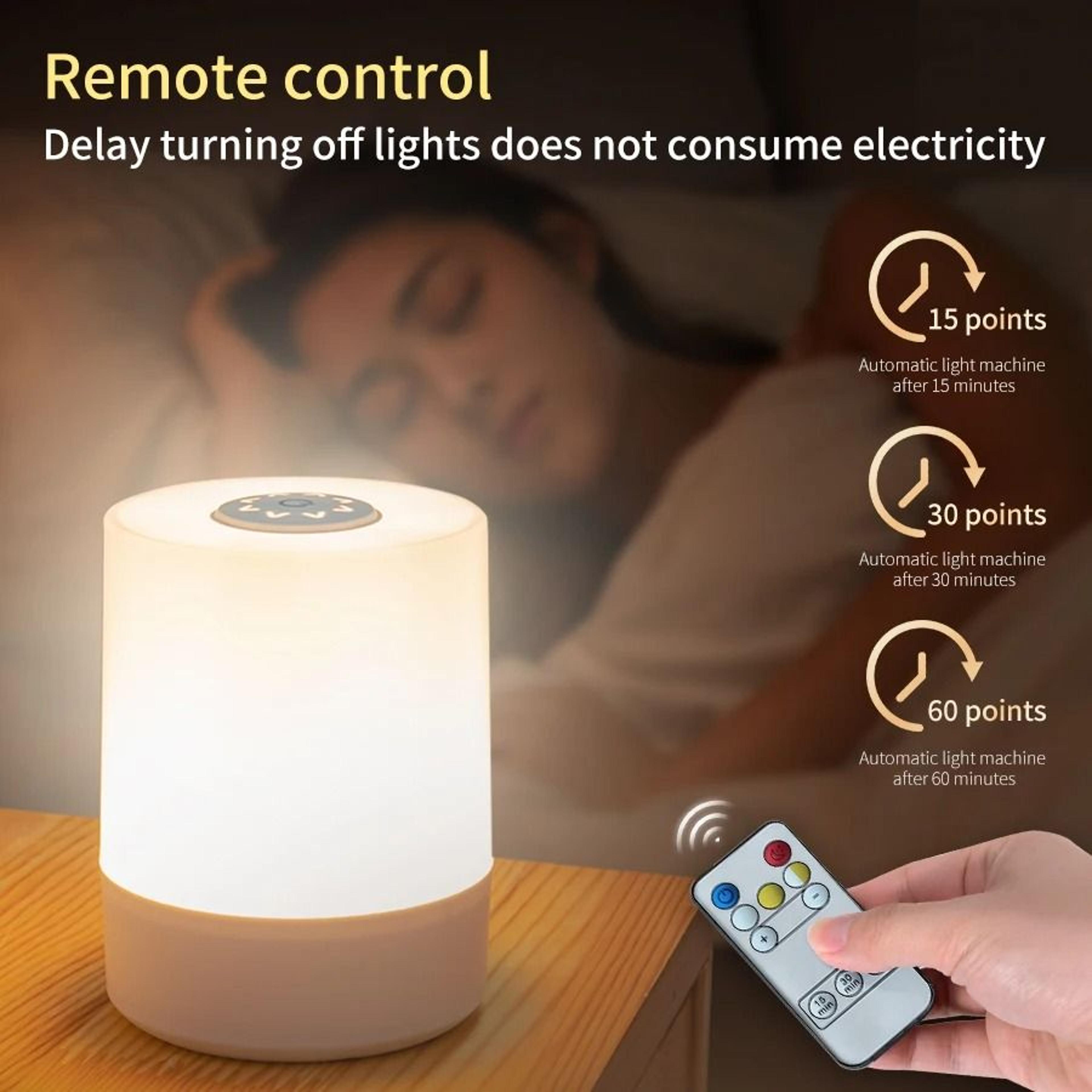 Rechargeable LED Touch Table Lamp Digital Clock Alarm Dimmable Warm Bedside Night Light With Remote 4