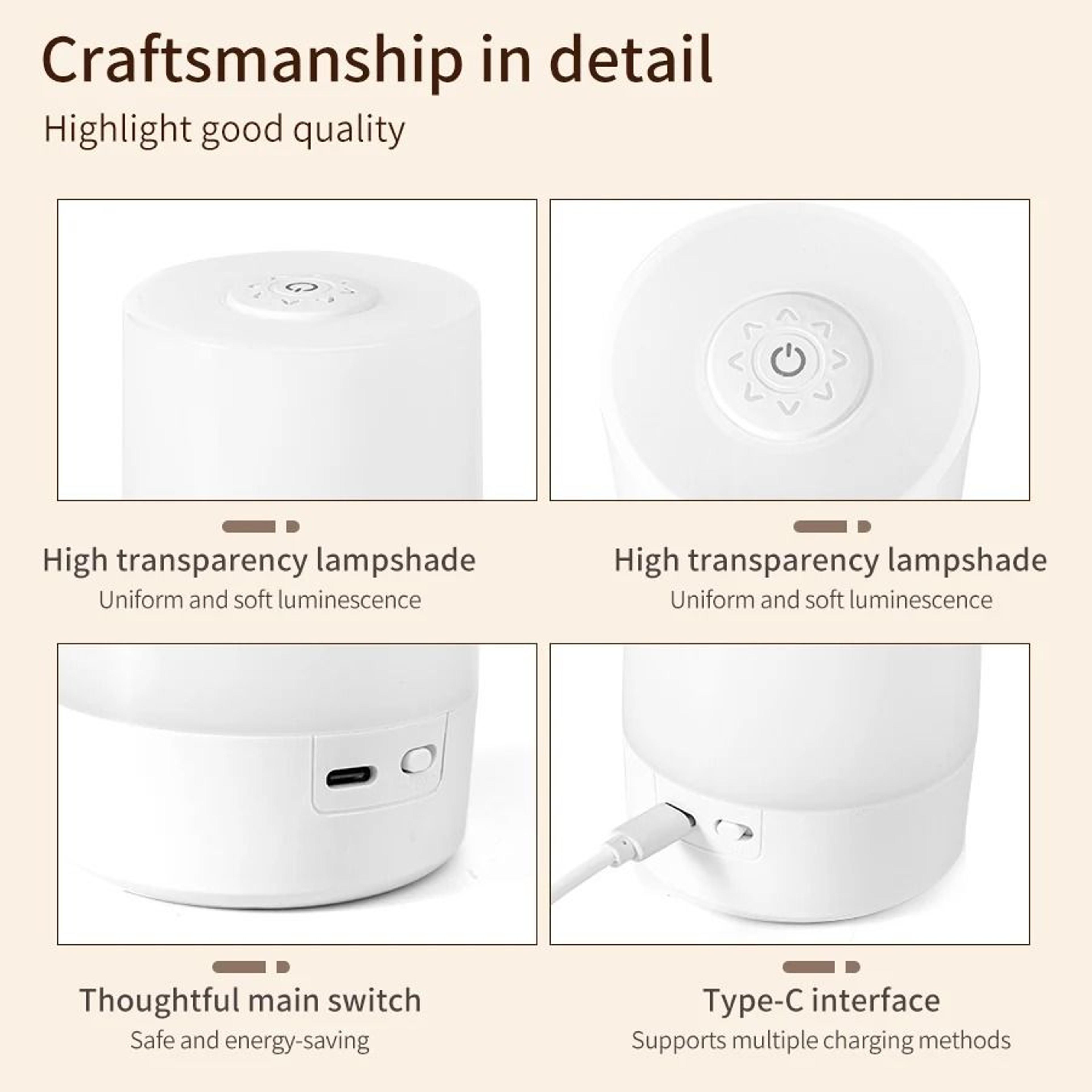 Rechargeable LED Touch Table Lamp Digital Clock Alarm Dimmable Warm Bedside Night Light With Remote 1