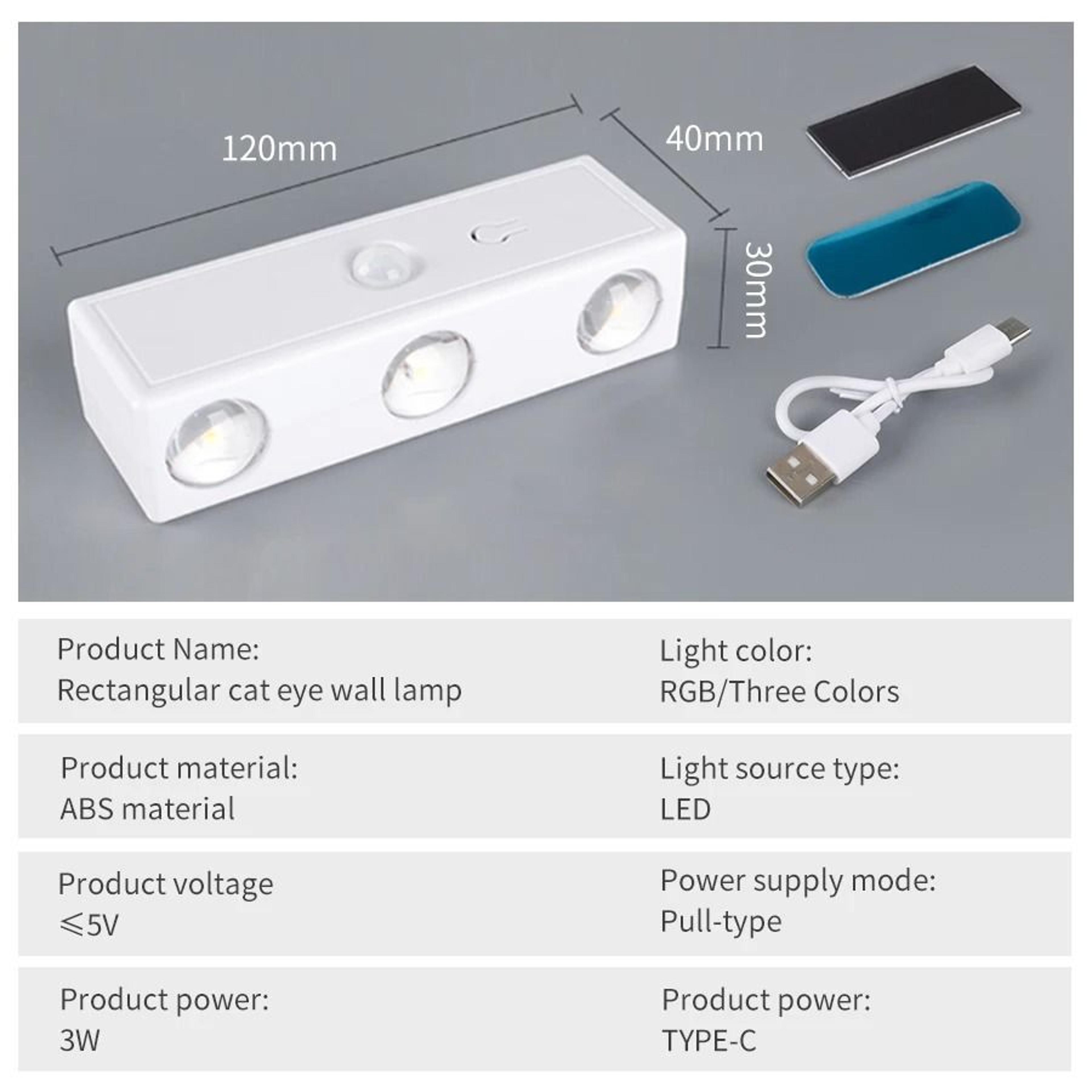 Motion Sensor LED Wall Light 3 Colors RGB Touch Dimming Magnetic Bedside Stair Night Lamp USB Recha 4