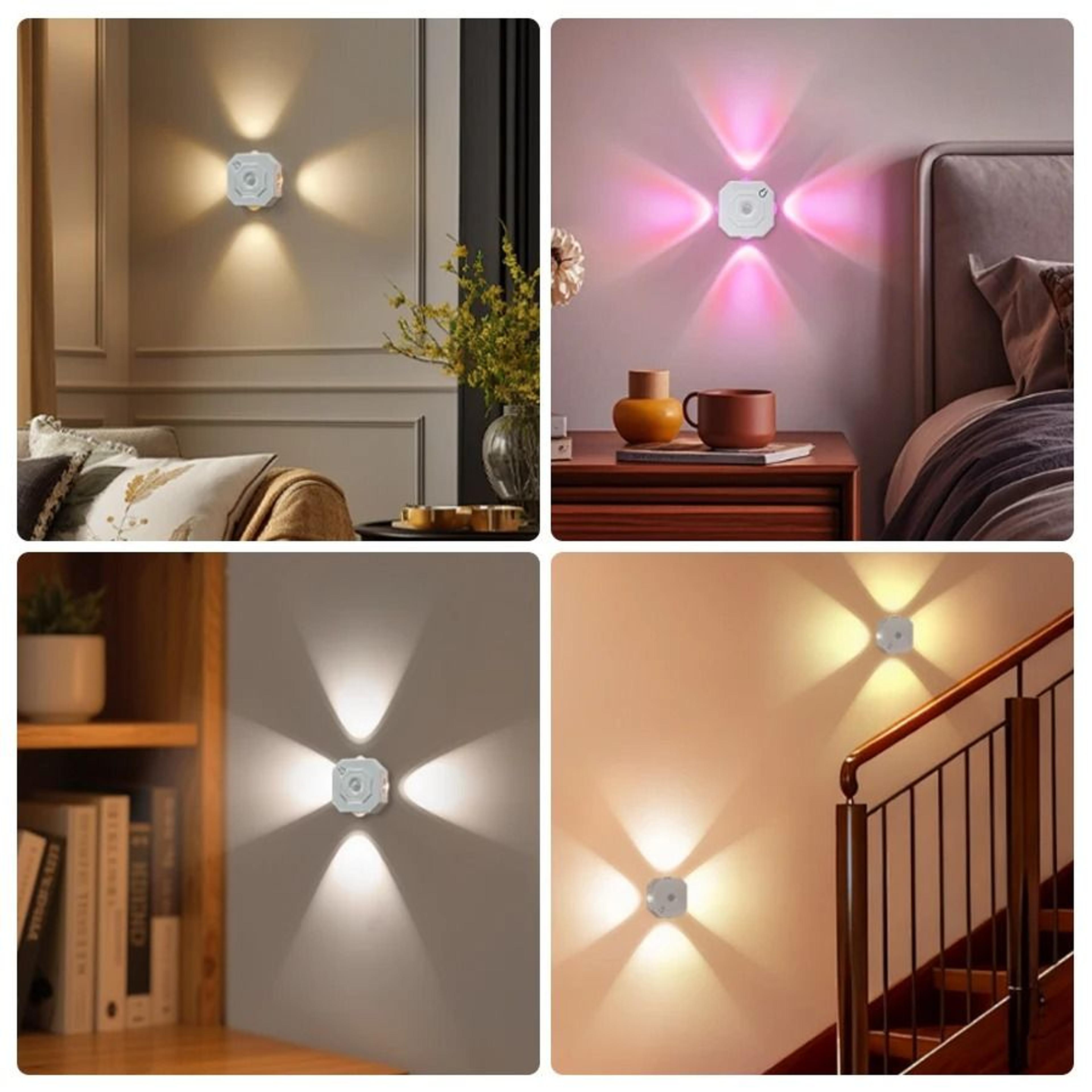 Motion Sensor LED Wall Light 3 Colors RGB Touch Dimming Magnetic Bedside Stair Night Lamp USB Recha 3