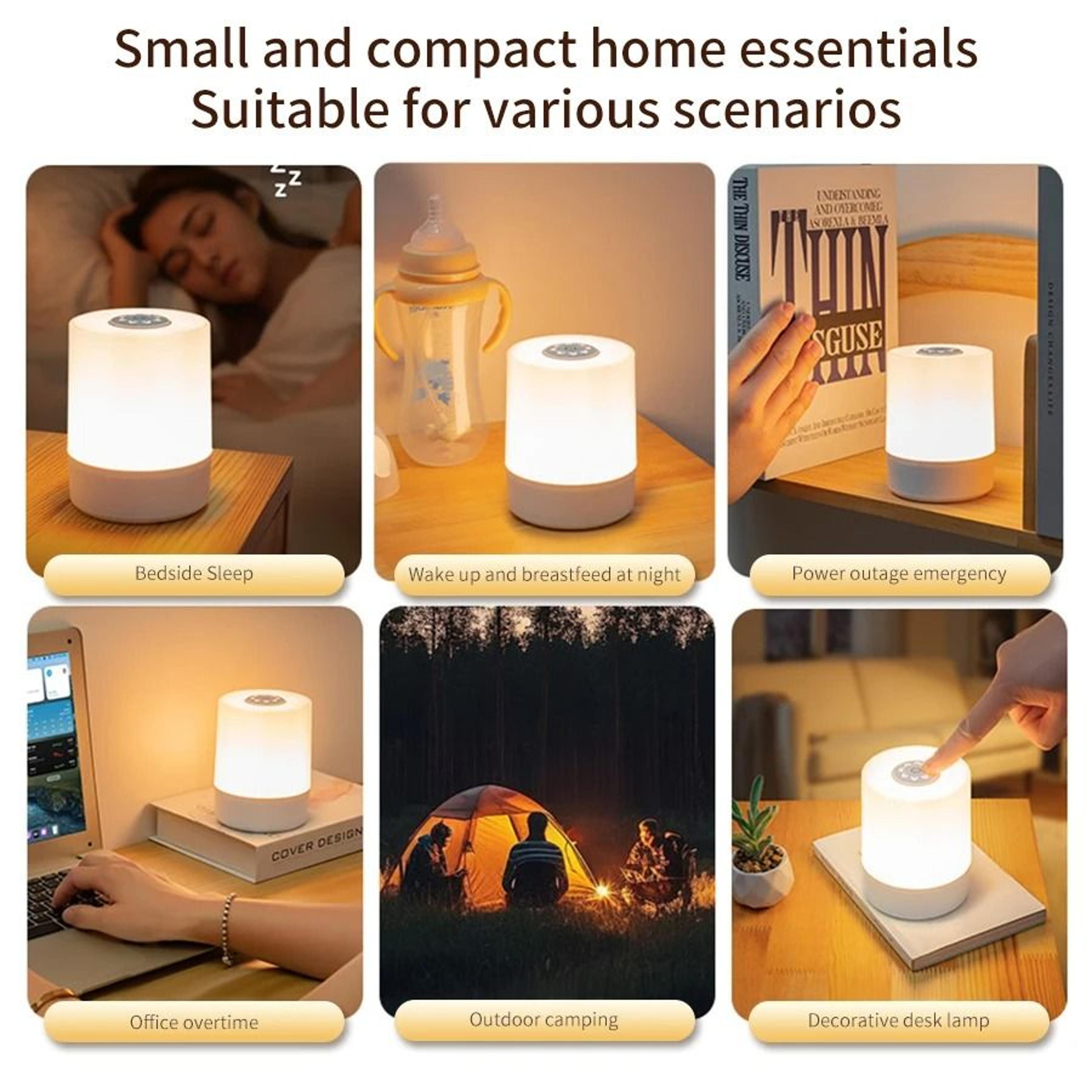 Touch Control Bedside Night Lamp USB Rechargeable Three Color Portable Table Light With Remote 5