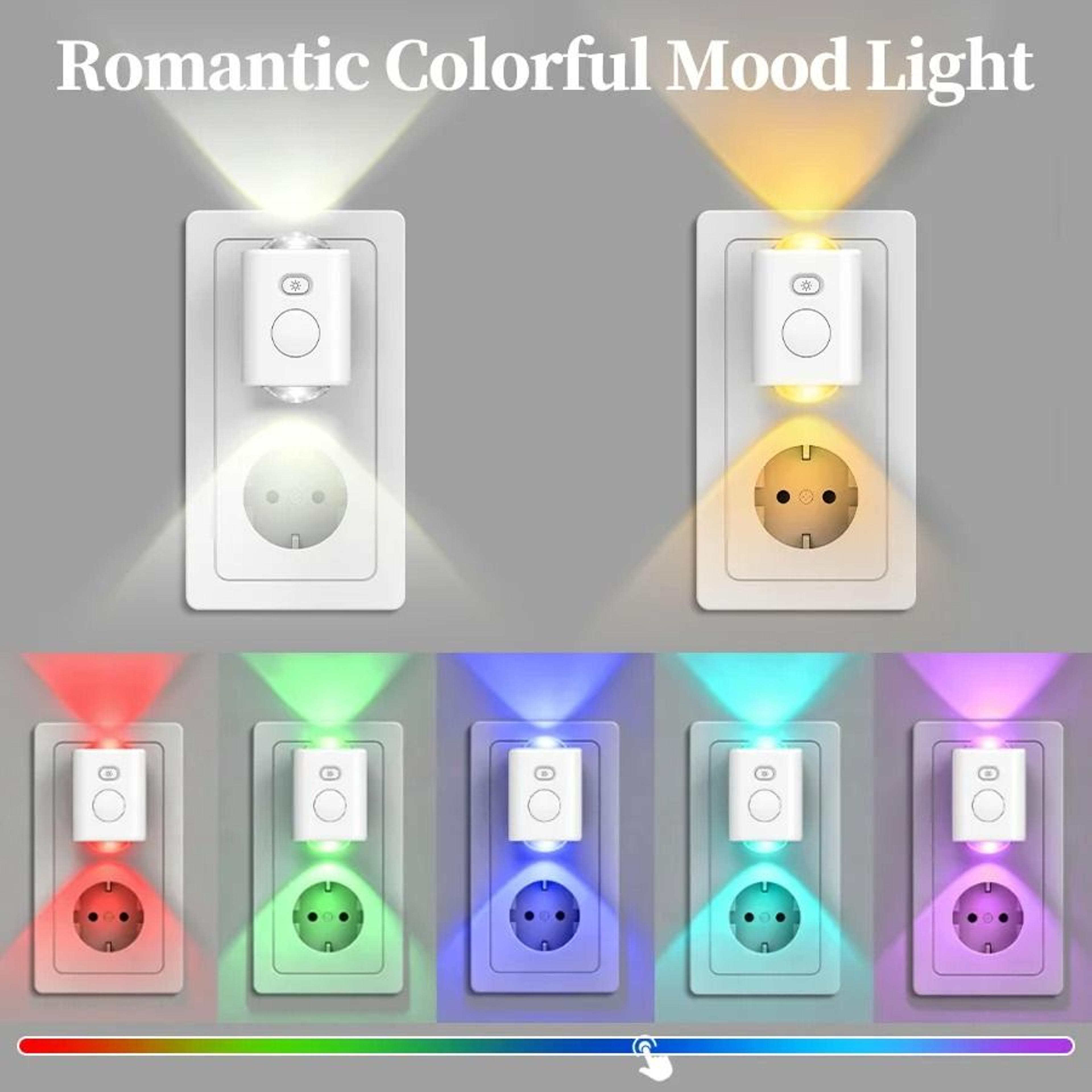 Motion Sensor Plug In Night Light Dimmable RGB Color Changing LED Wall Lamp 5