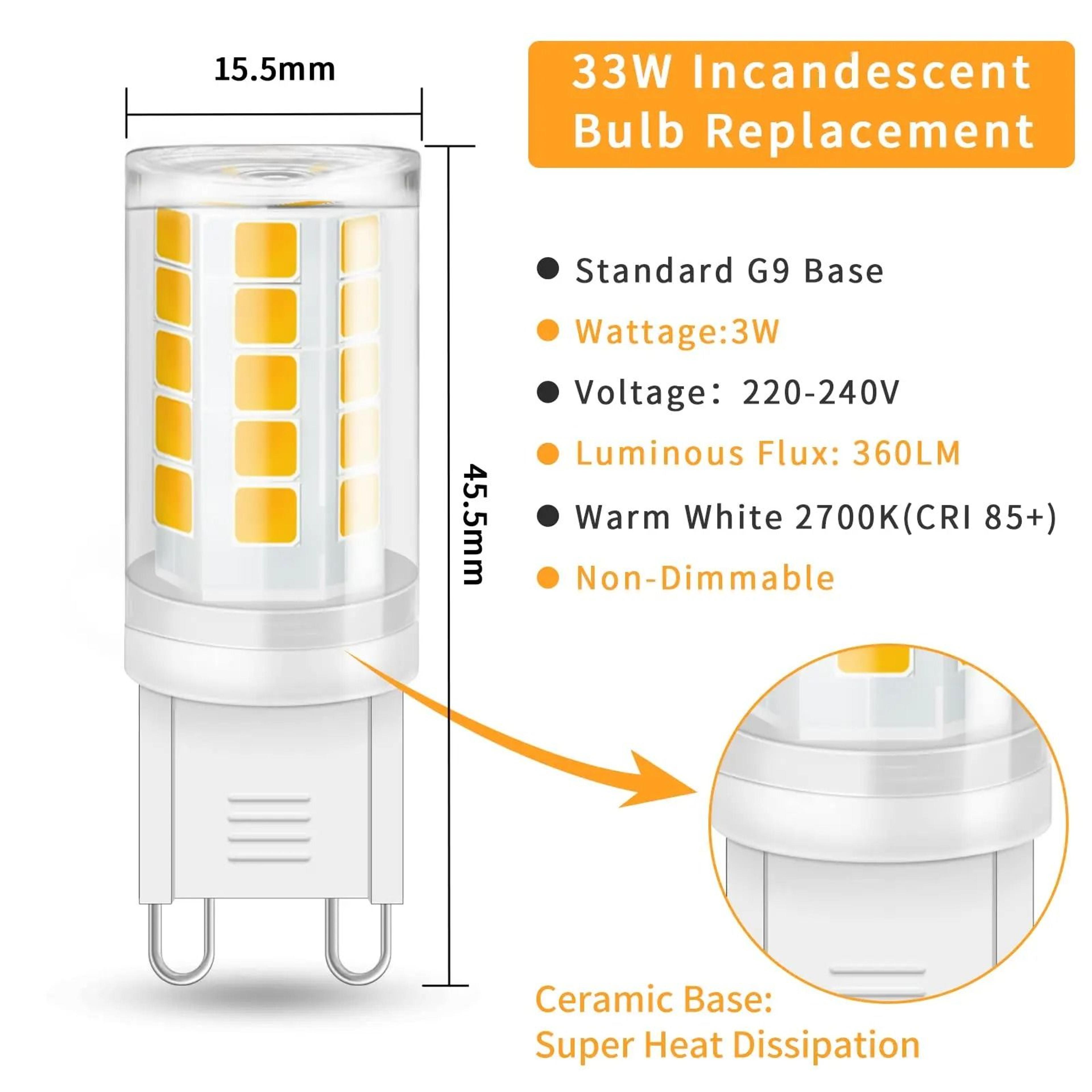 G9 LED Corn Bulbs 3W No Flicker 30W Halogen Replacement Chandelier Light 4