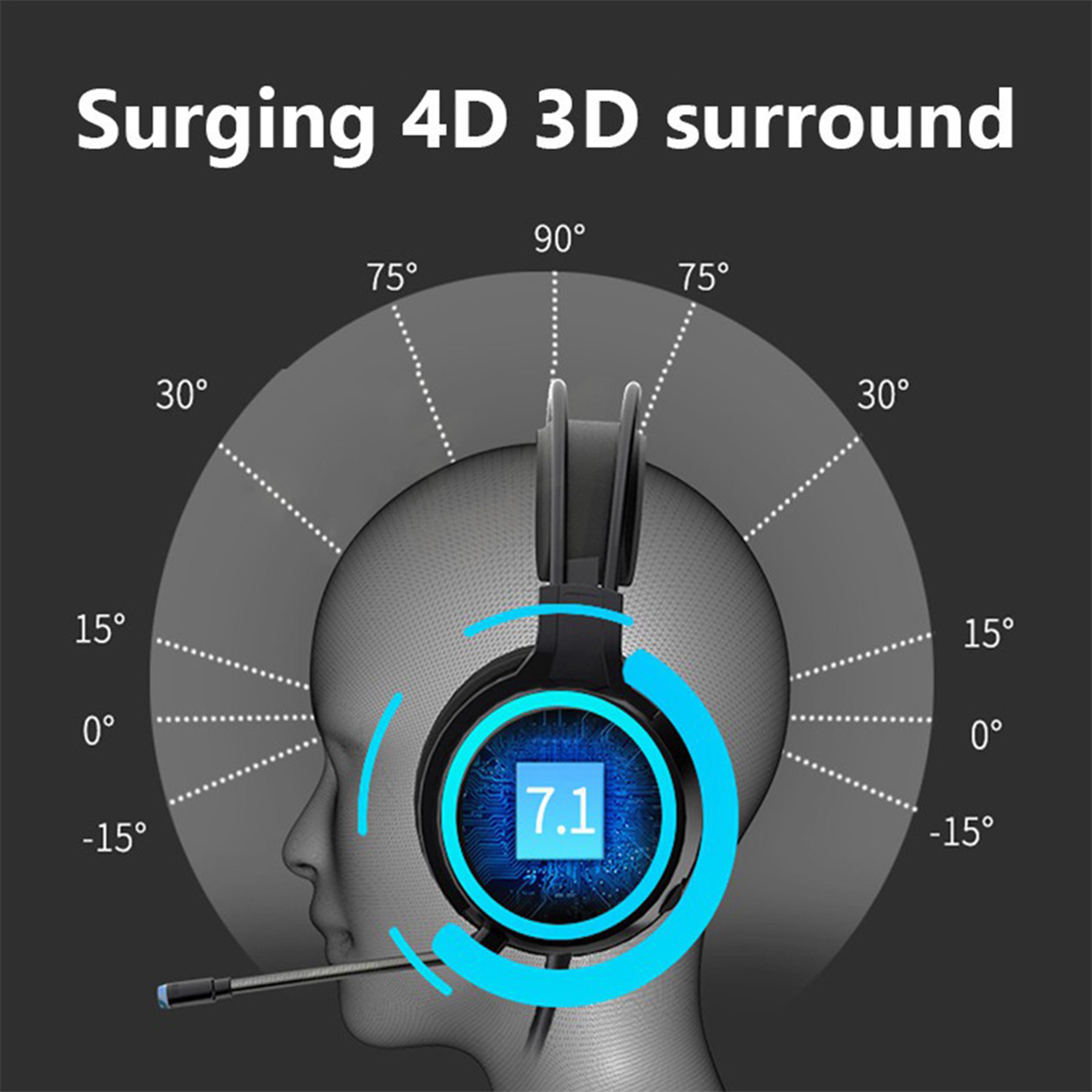 Wired Gaming Headset With Surround Sound Mic And LED Lighting 3