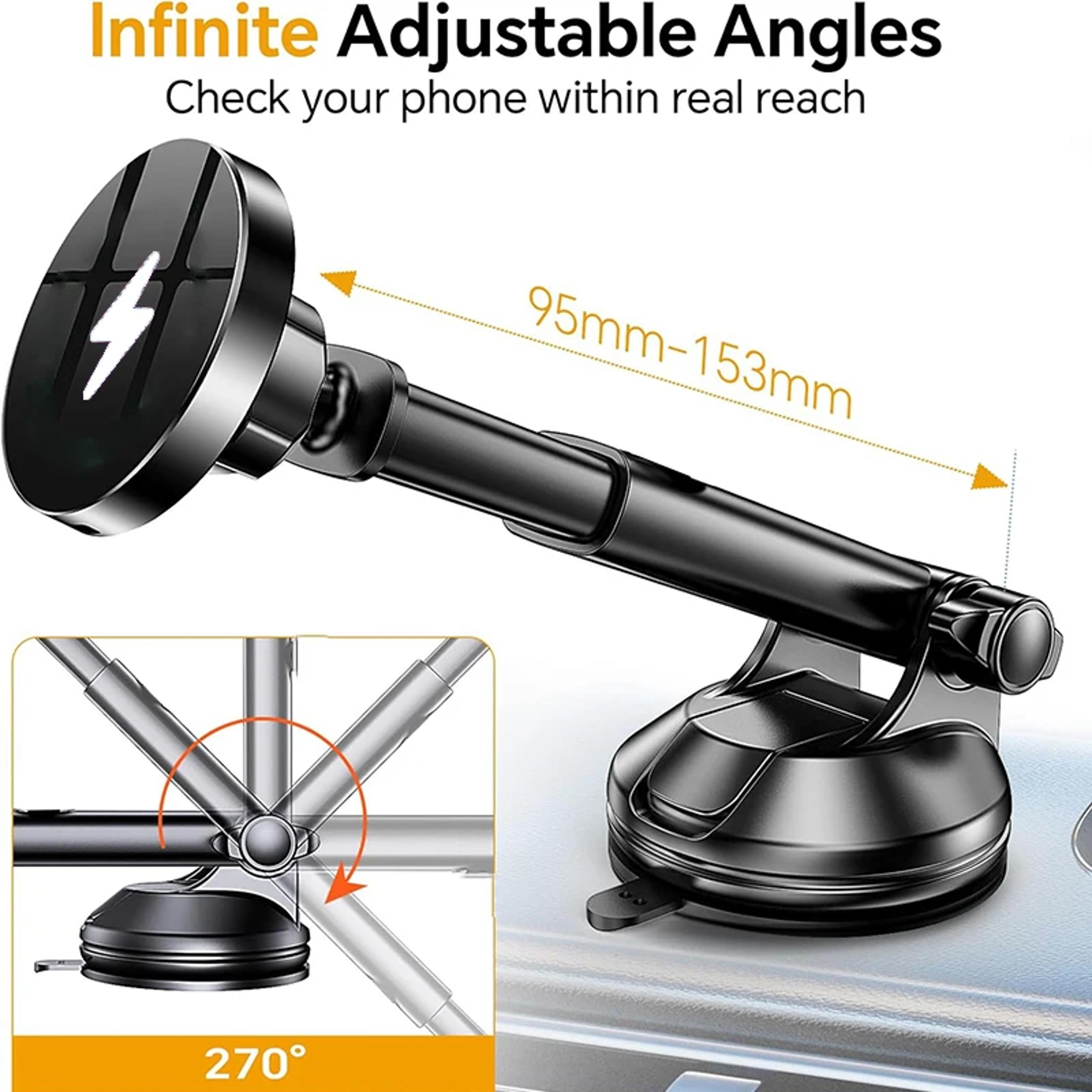 Magnetic Wireless Car Charger And Dashboard Phone Mount 2