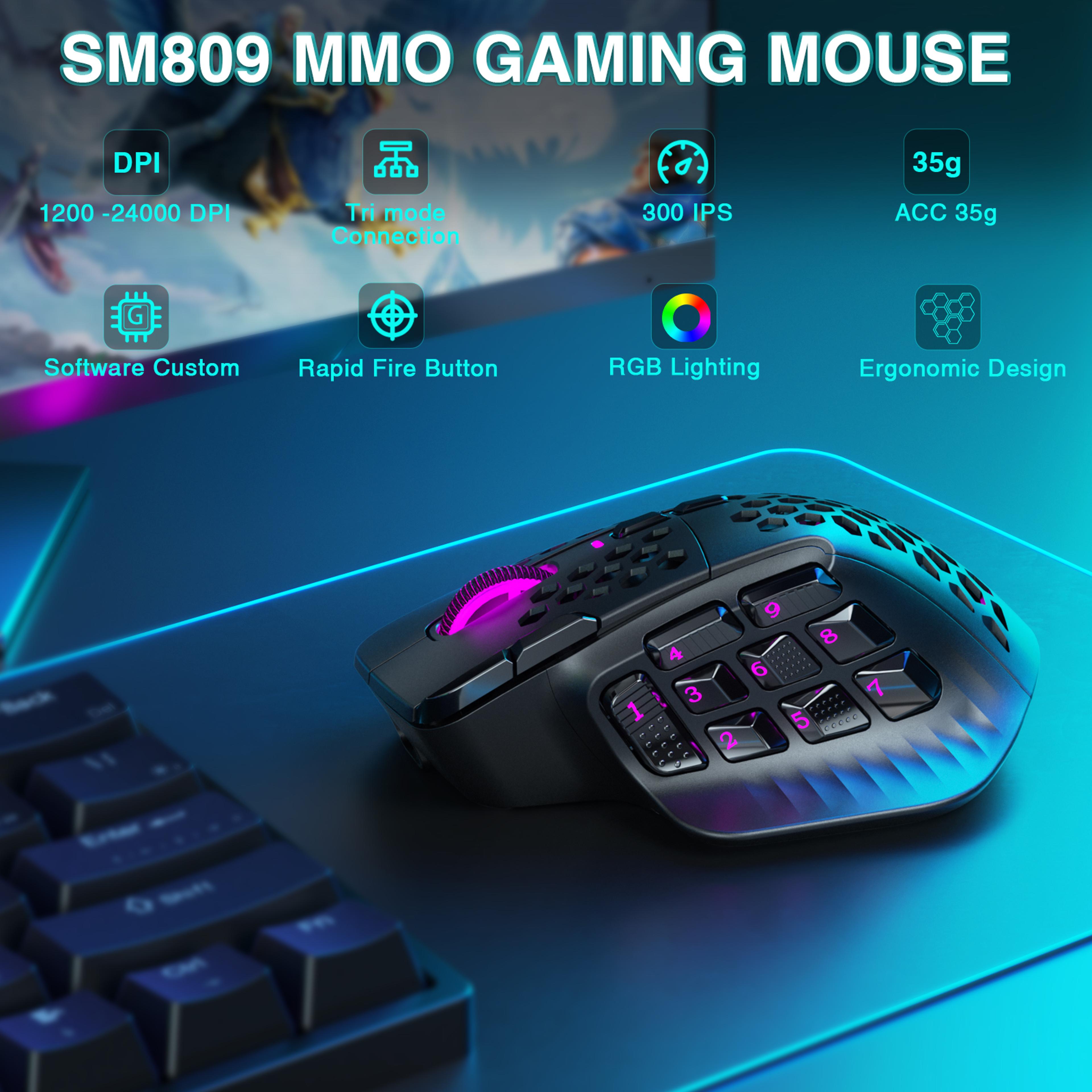 Pro Wireless MMO Gaming Mouse Button Programmable RGB Honeycomb Mouse 2