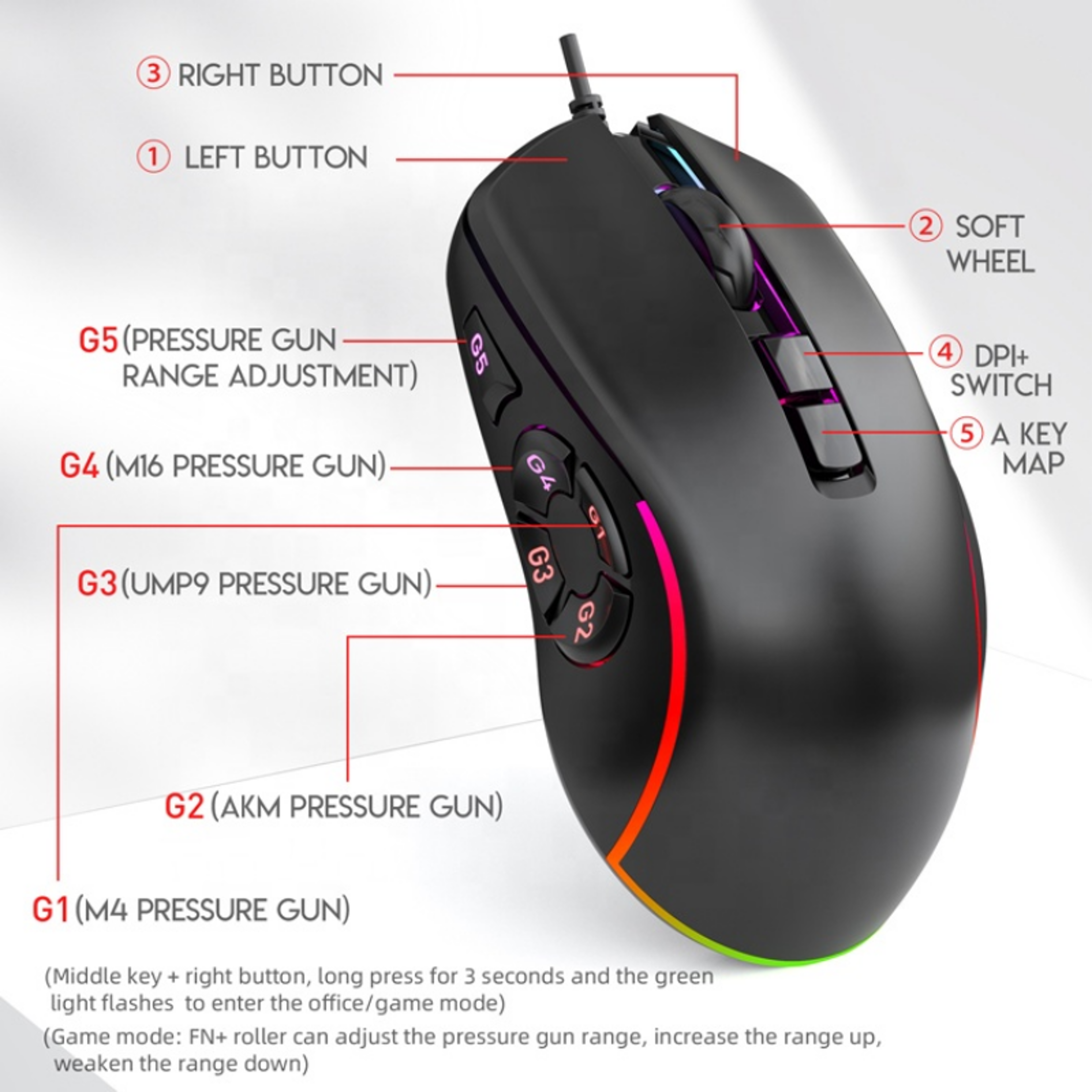 RGB Wired Gaming Mouse With Programmable Buttons And Adjustable DPI Control 5