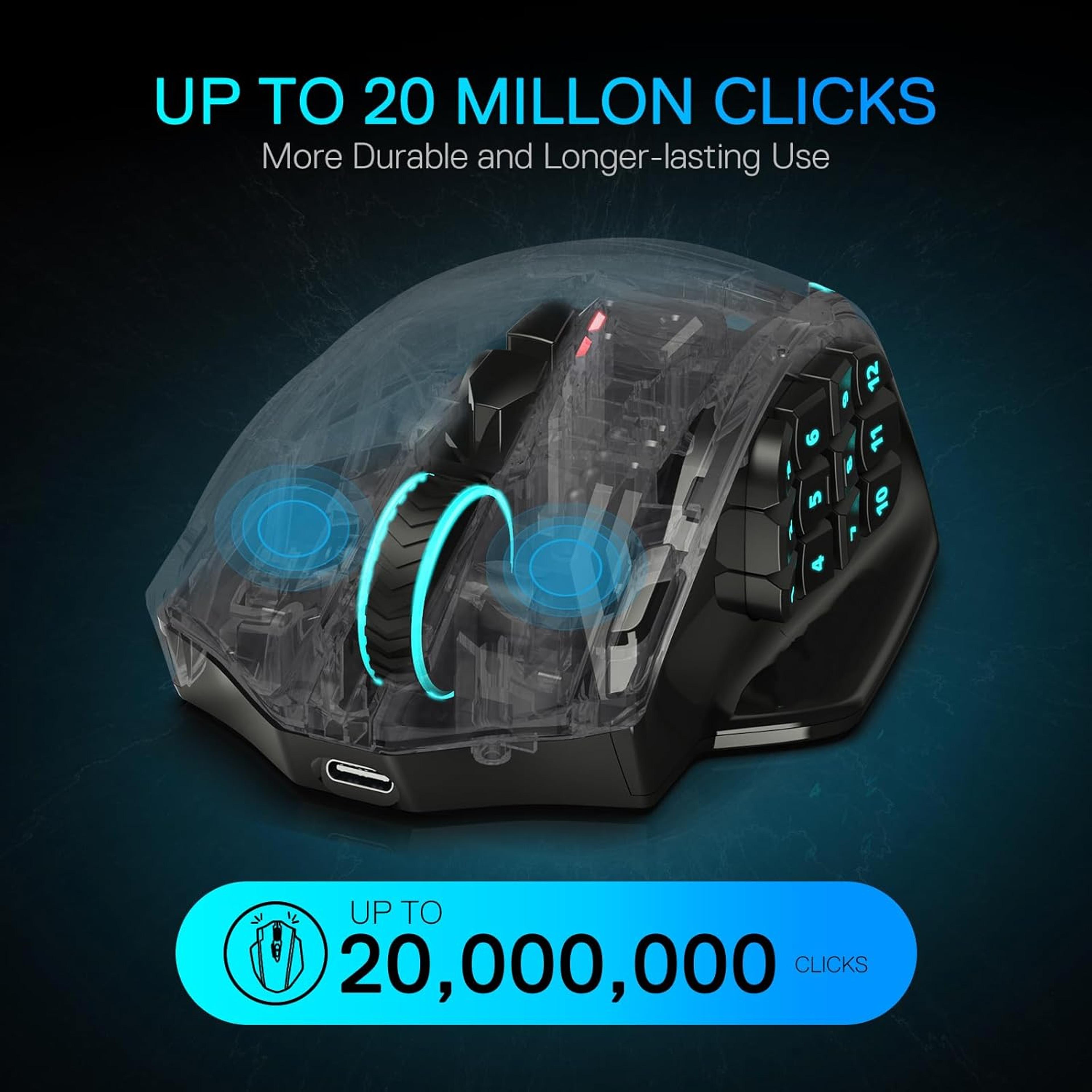 Redragon MAX Wireless MMO Gaming Mouse DPI With Programmable Buttons 4