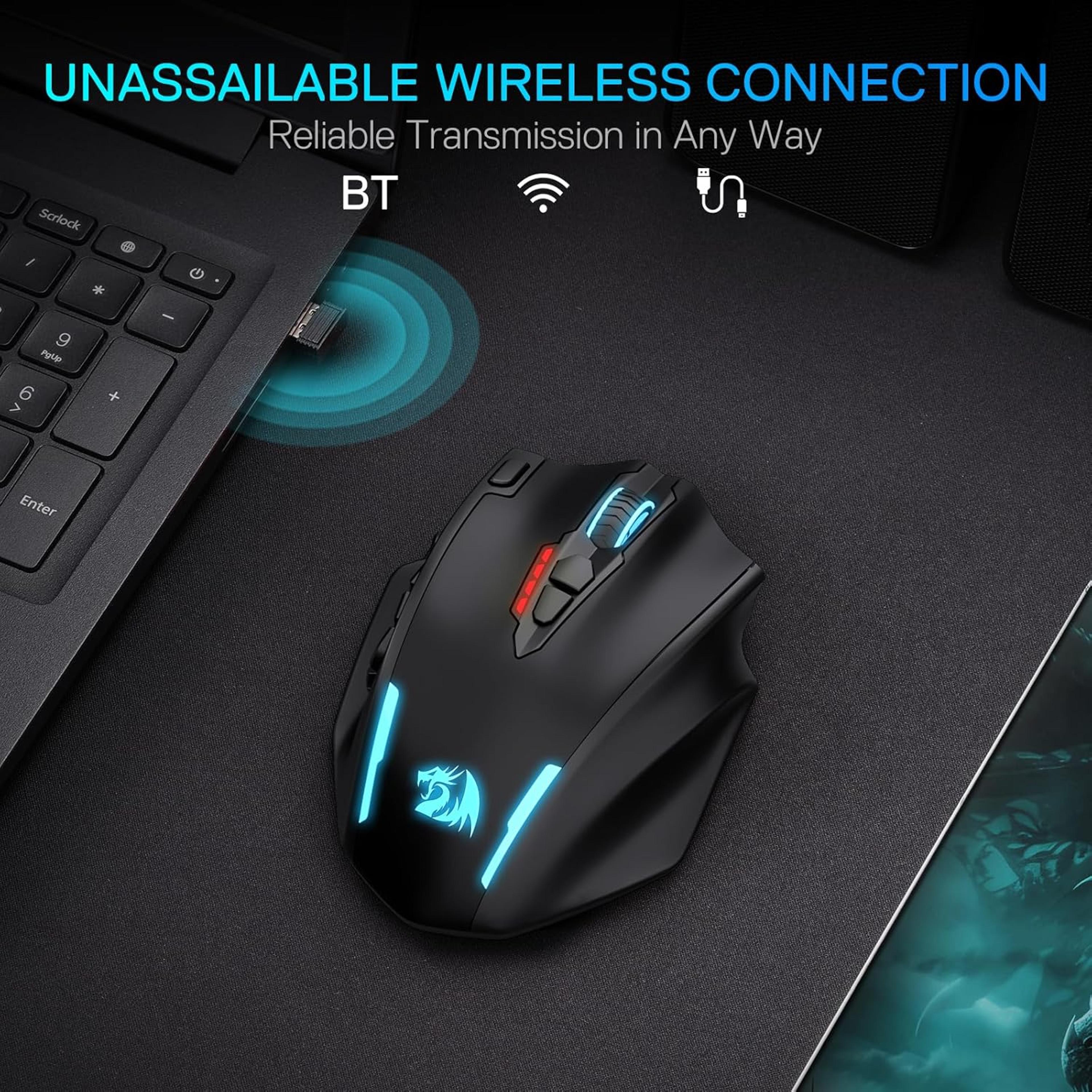 Redragon MAX Wireless MMO Gaming Mouse DPI With Programmable Buttons 5