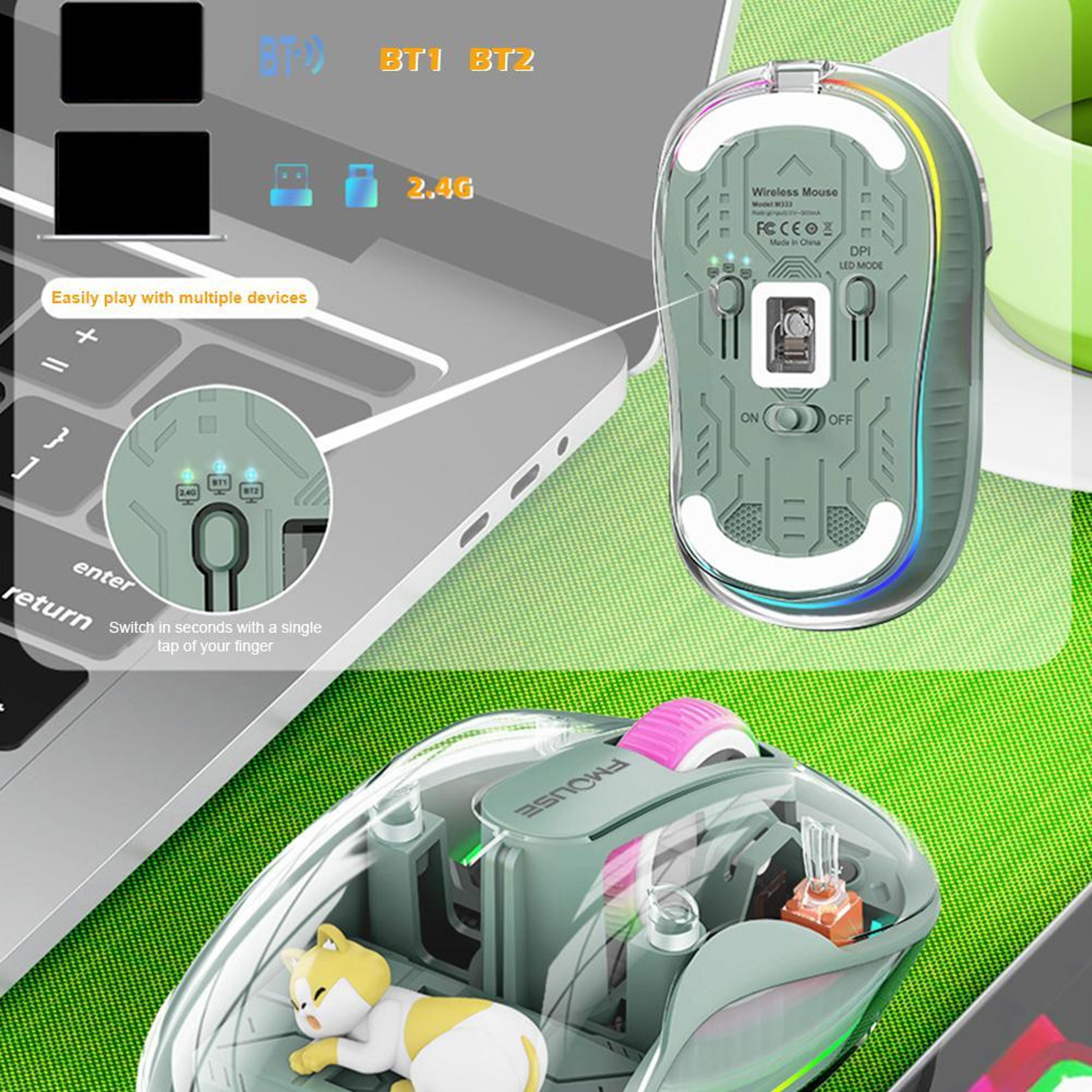 Cute Wireless Bluetooth Mouse With Rechargeable Three Mode Charging For Laptop And Tablet 6