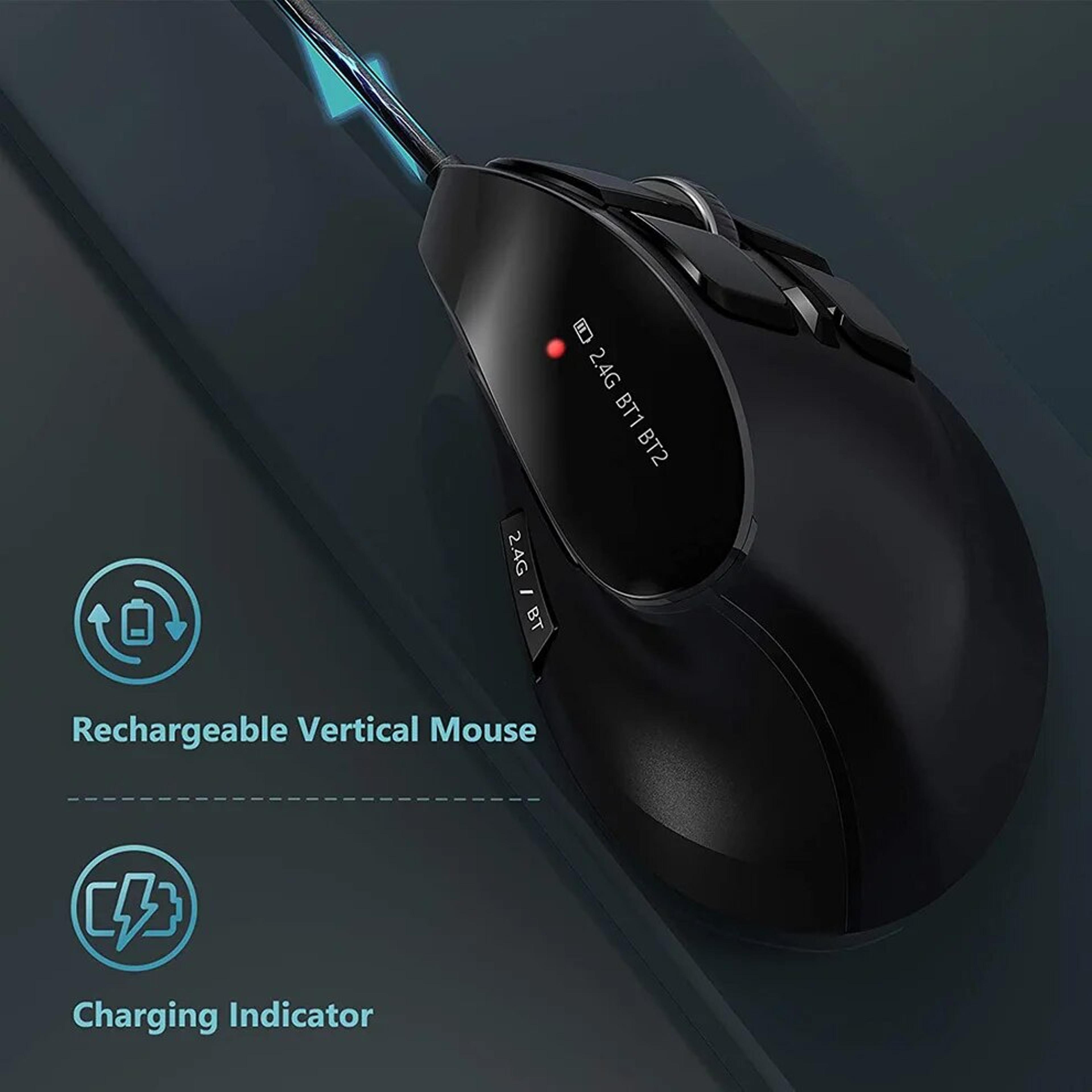 Rechargeable Bluetooth Ergonomic Vertical Wireless Mouse For Laptop Mac Windows Tablet 7