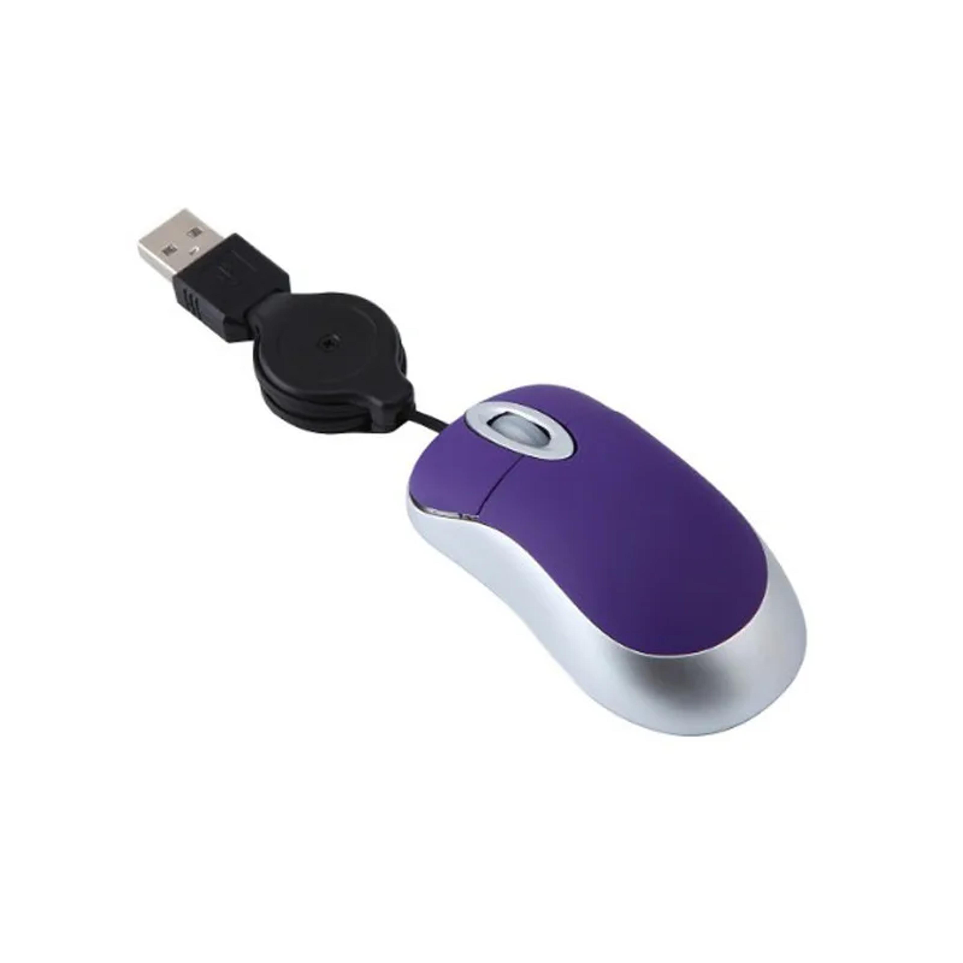 Portable Mini Wired Mouse With Retractable USB Cable DPI 9