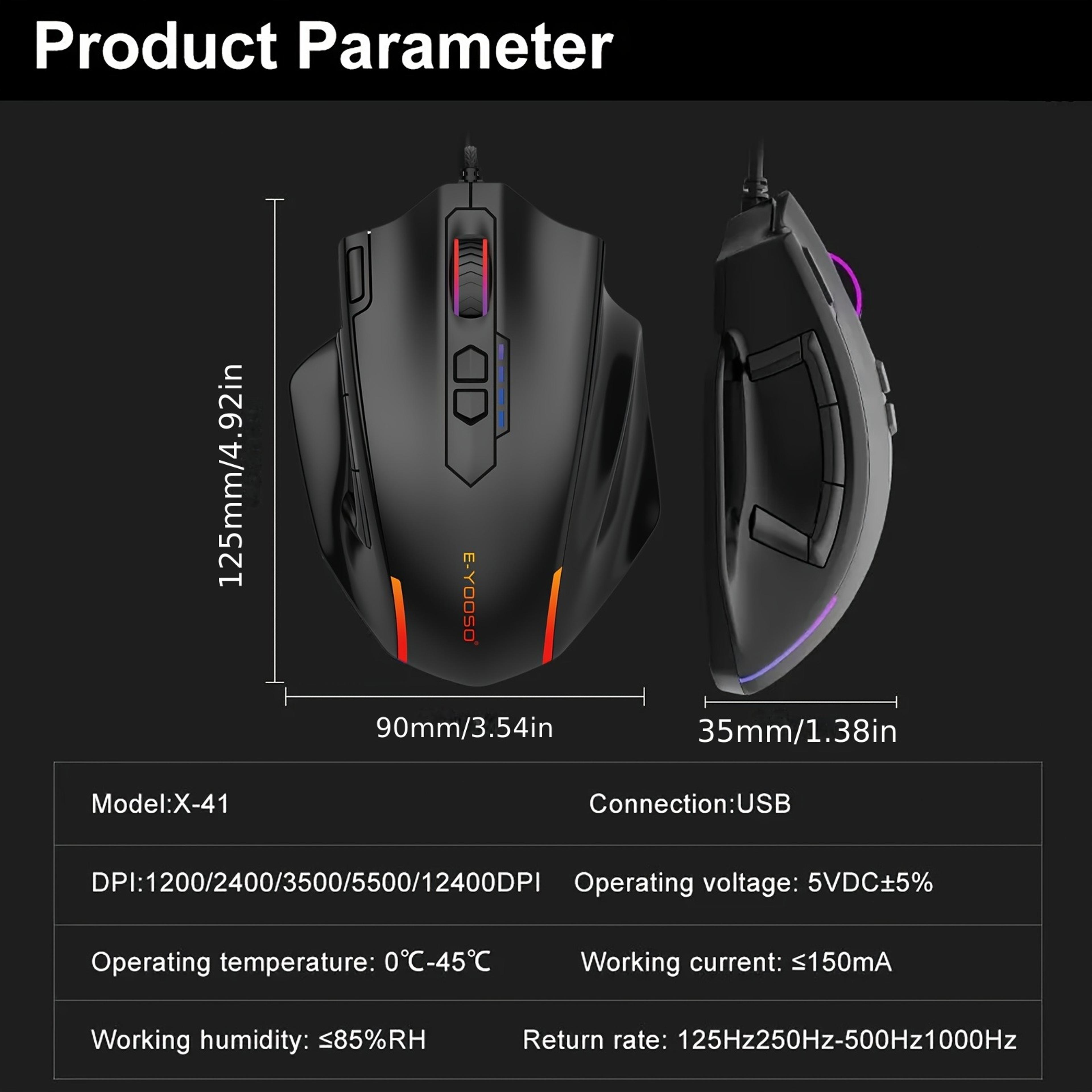 Large RGB Wired Gaming Mouse With Side Buttons For PC Laptop And Mac 5