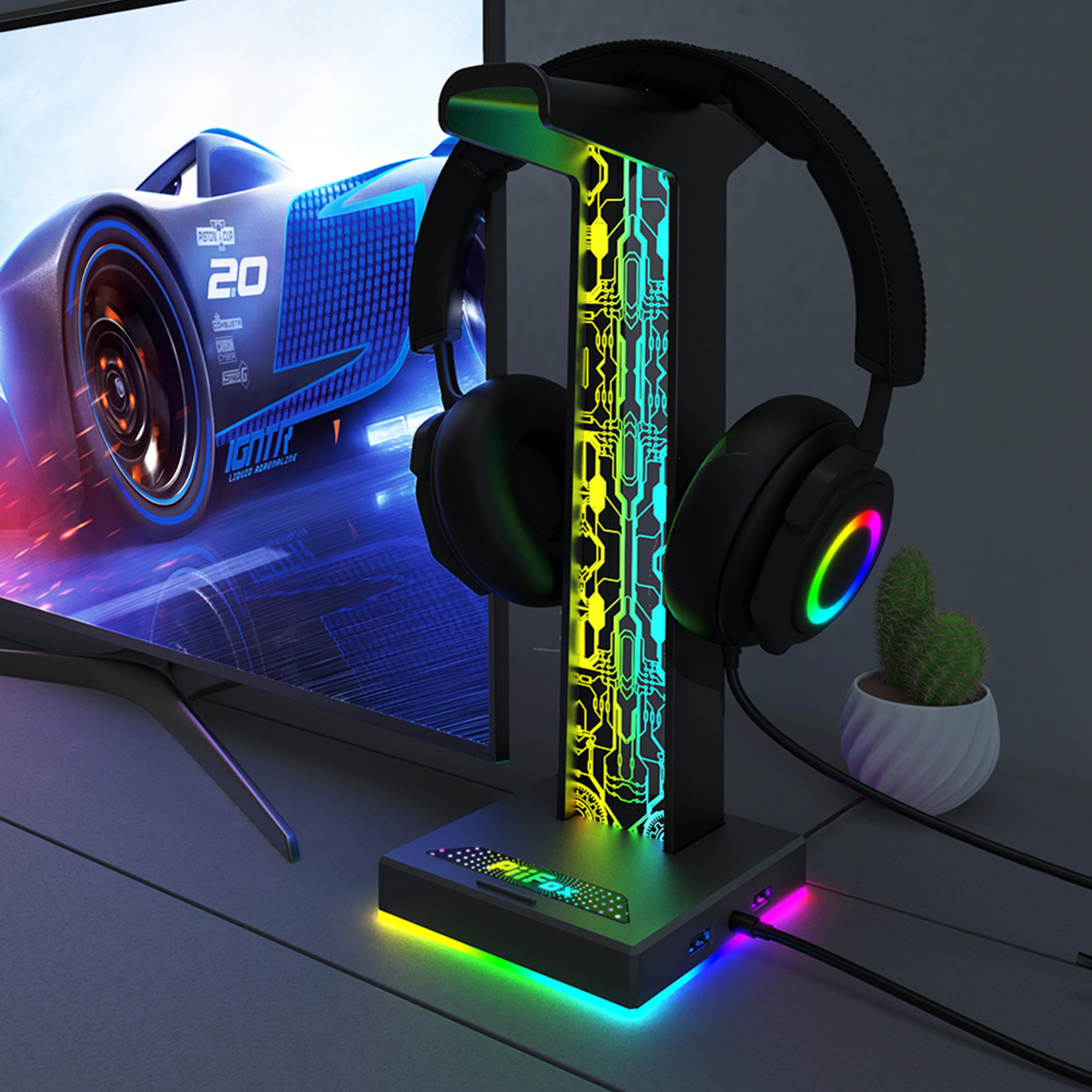 RGB Gaming Headset Stand With Lighting Effects Desktop Headphone Holder 5