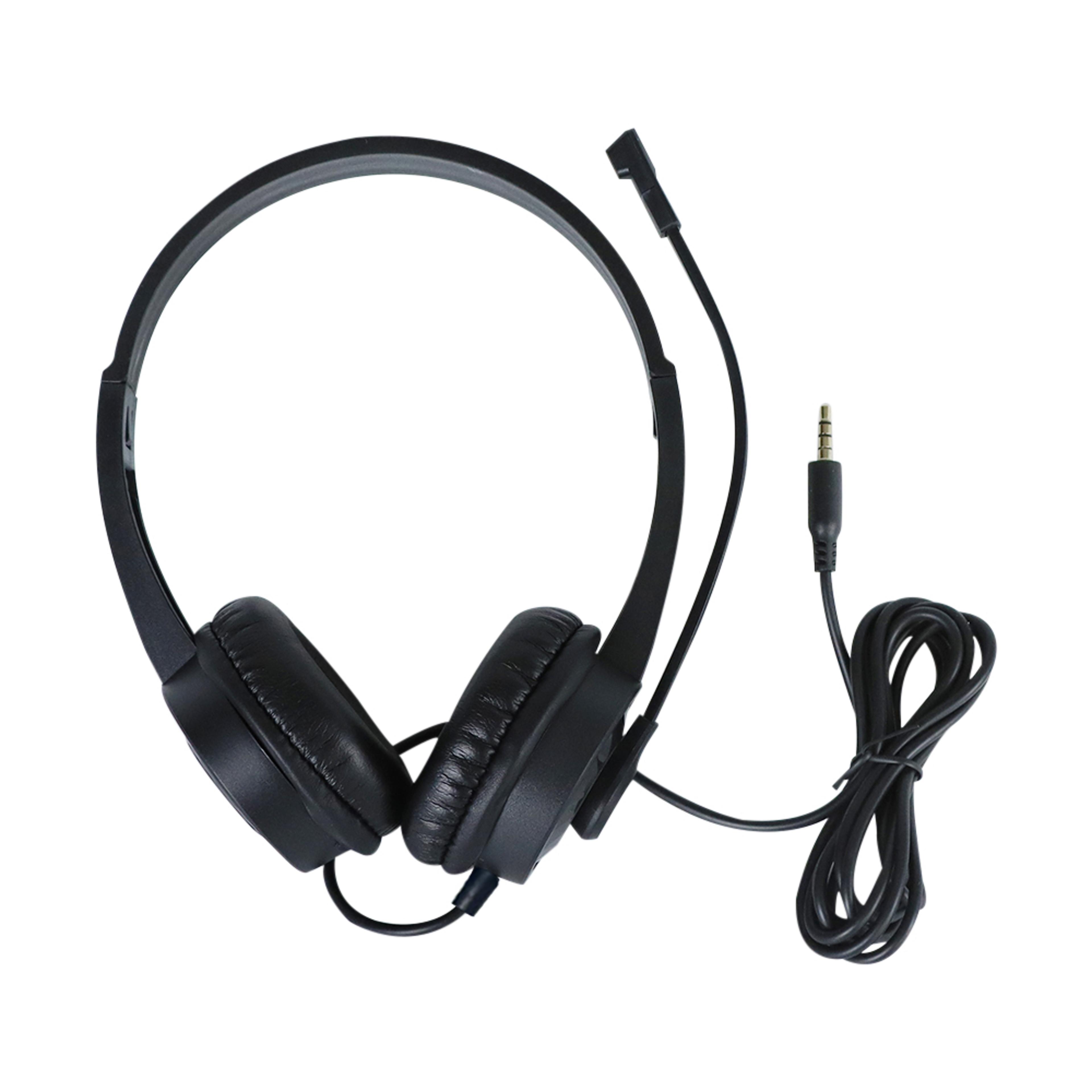 wired computer headset with noise reducing mic and volume control