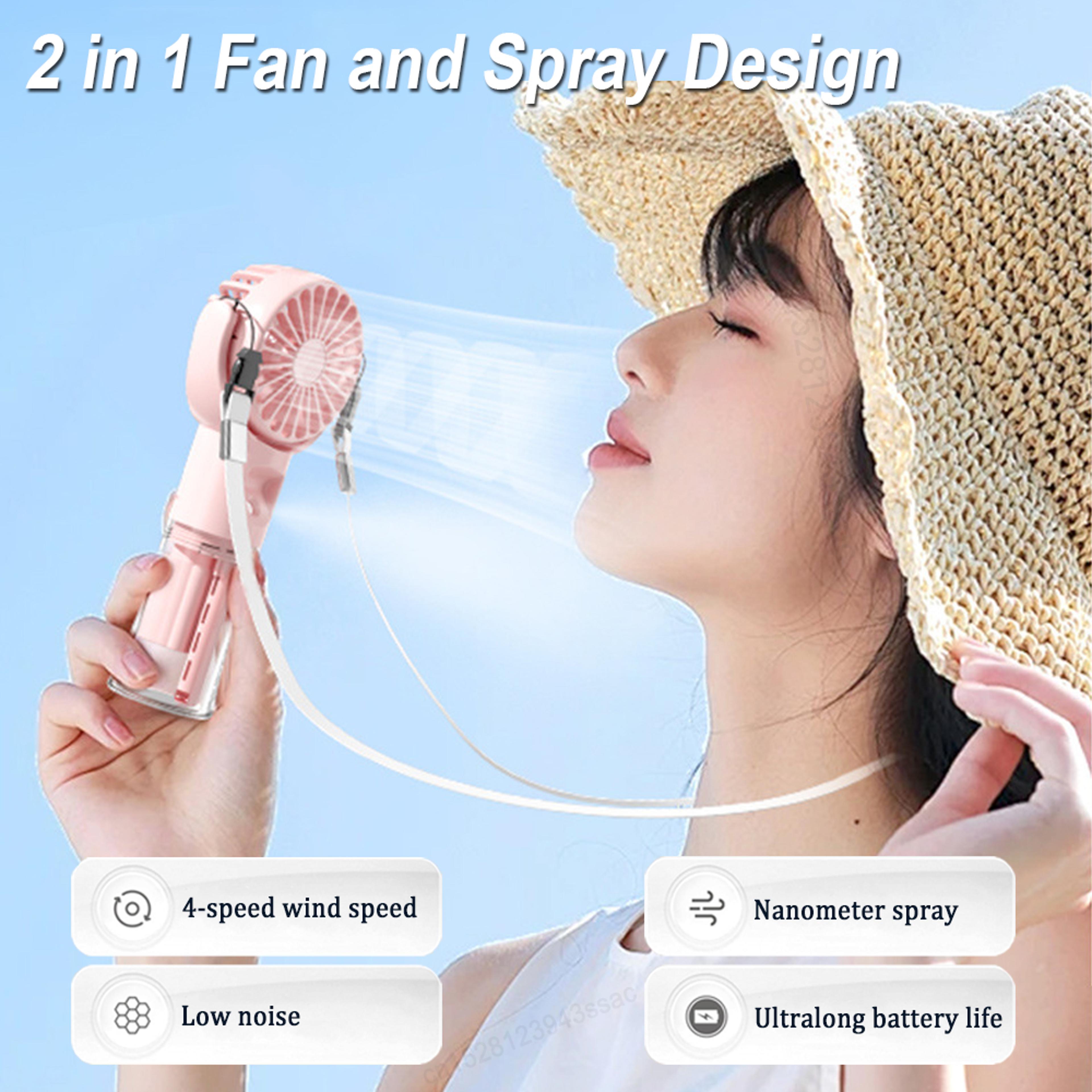 Portable Misting Fan Speed USB Rechargeable Handheld Neck Fan 3