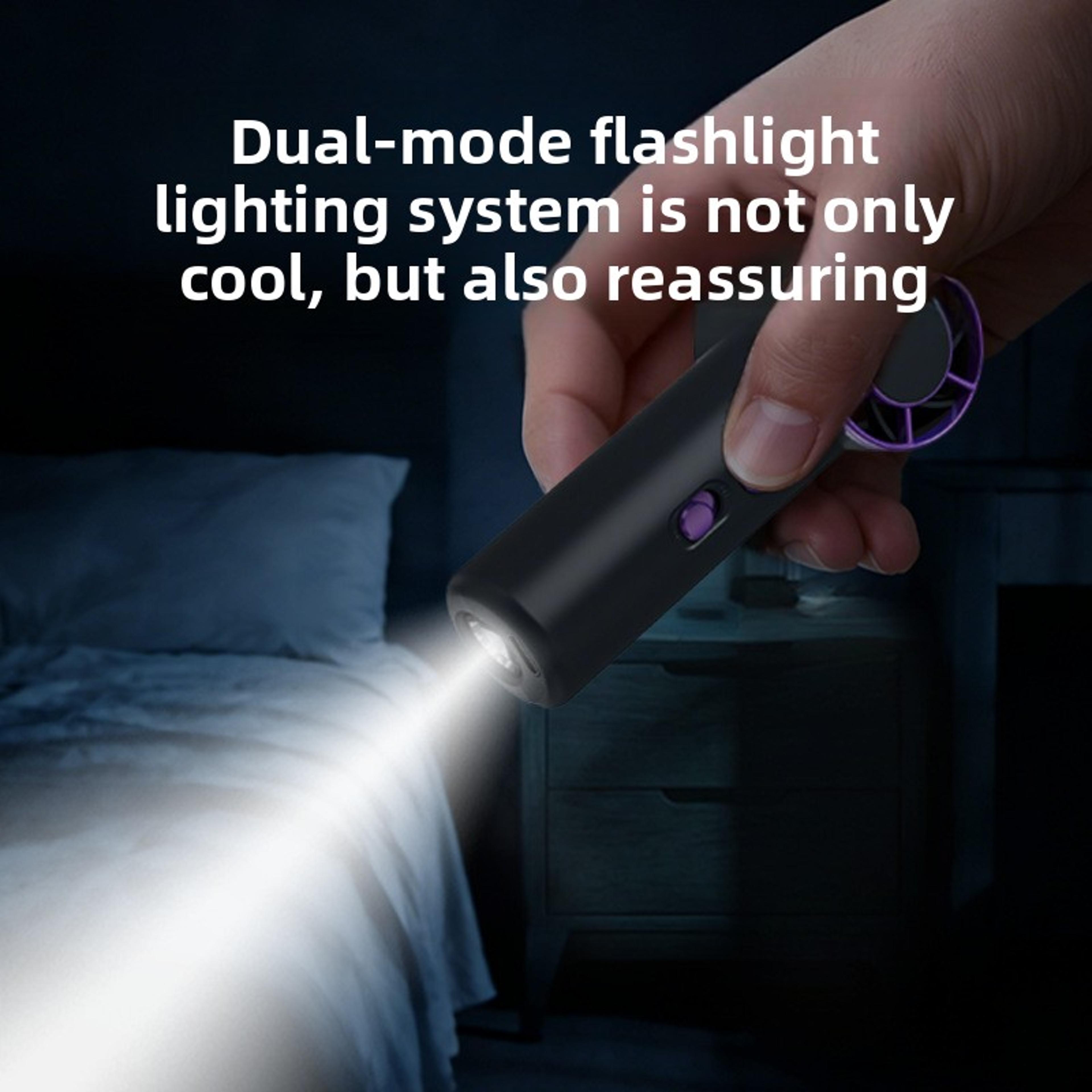 Rechargeable Handheld Fan With Flashlight Mini Travel Fan 2