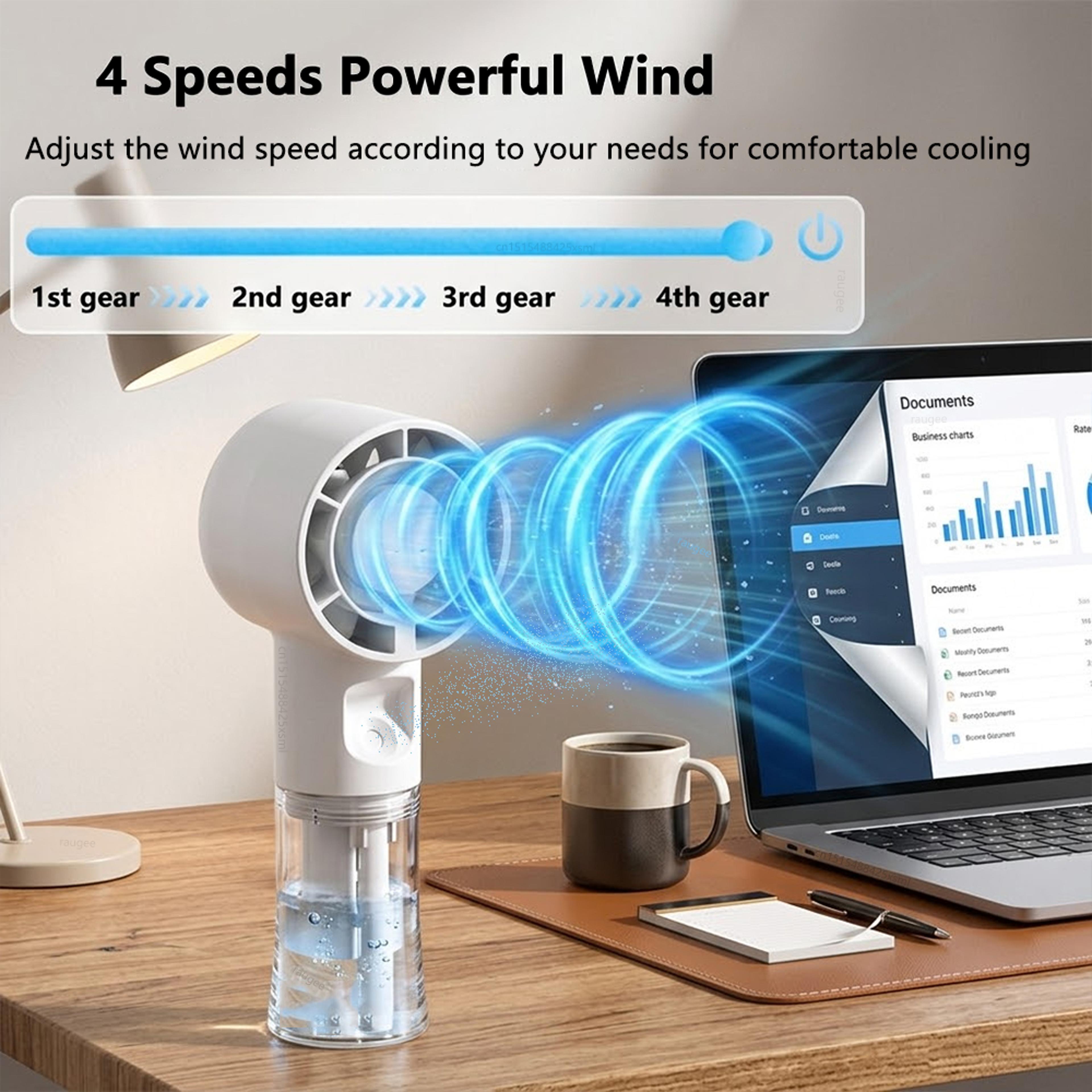 Portable Handheld Mist Fan USB Rechargeable Personal Cooling Fan 4