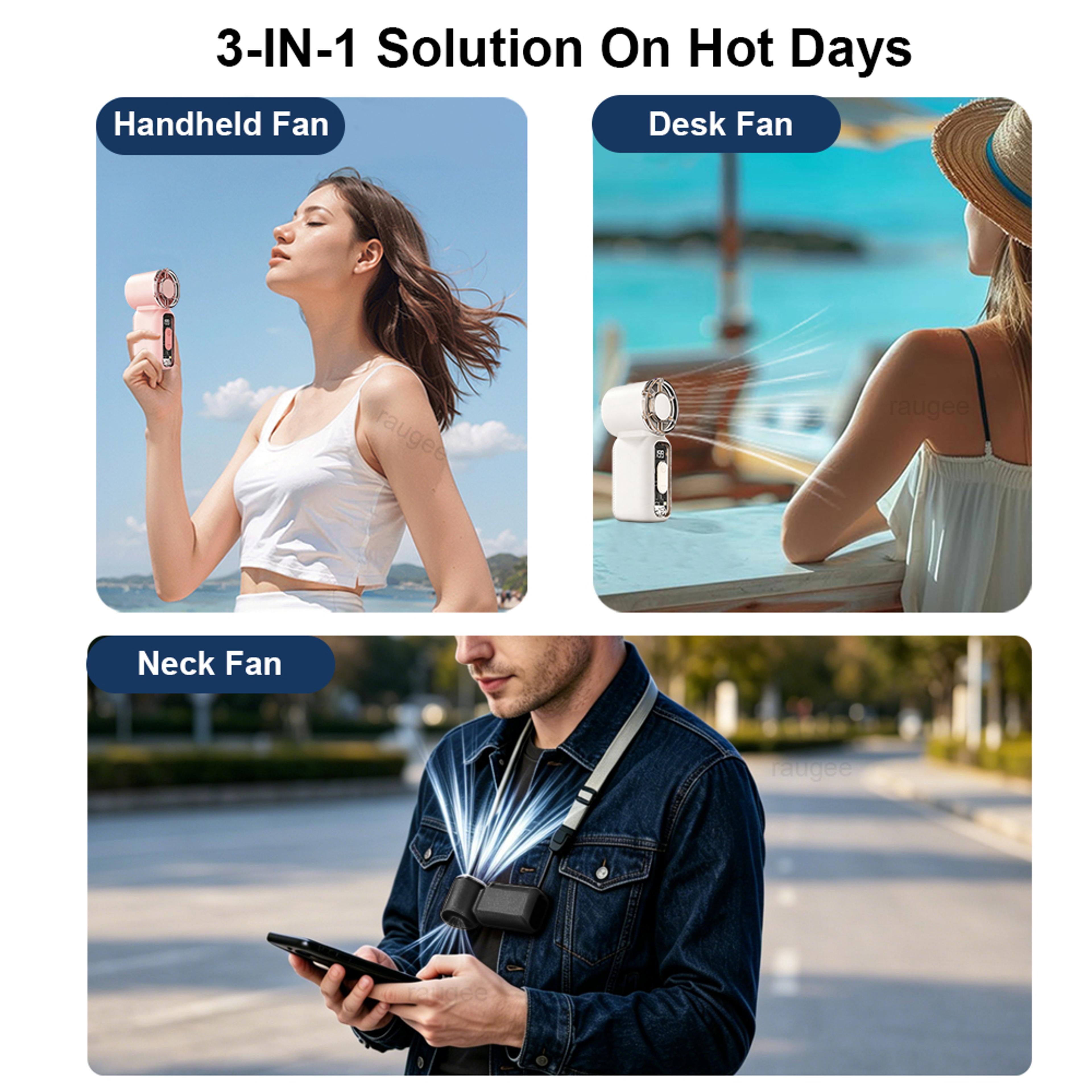 Speed Rechargeable Mini Handheld Fan With Digital Display 8