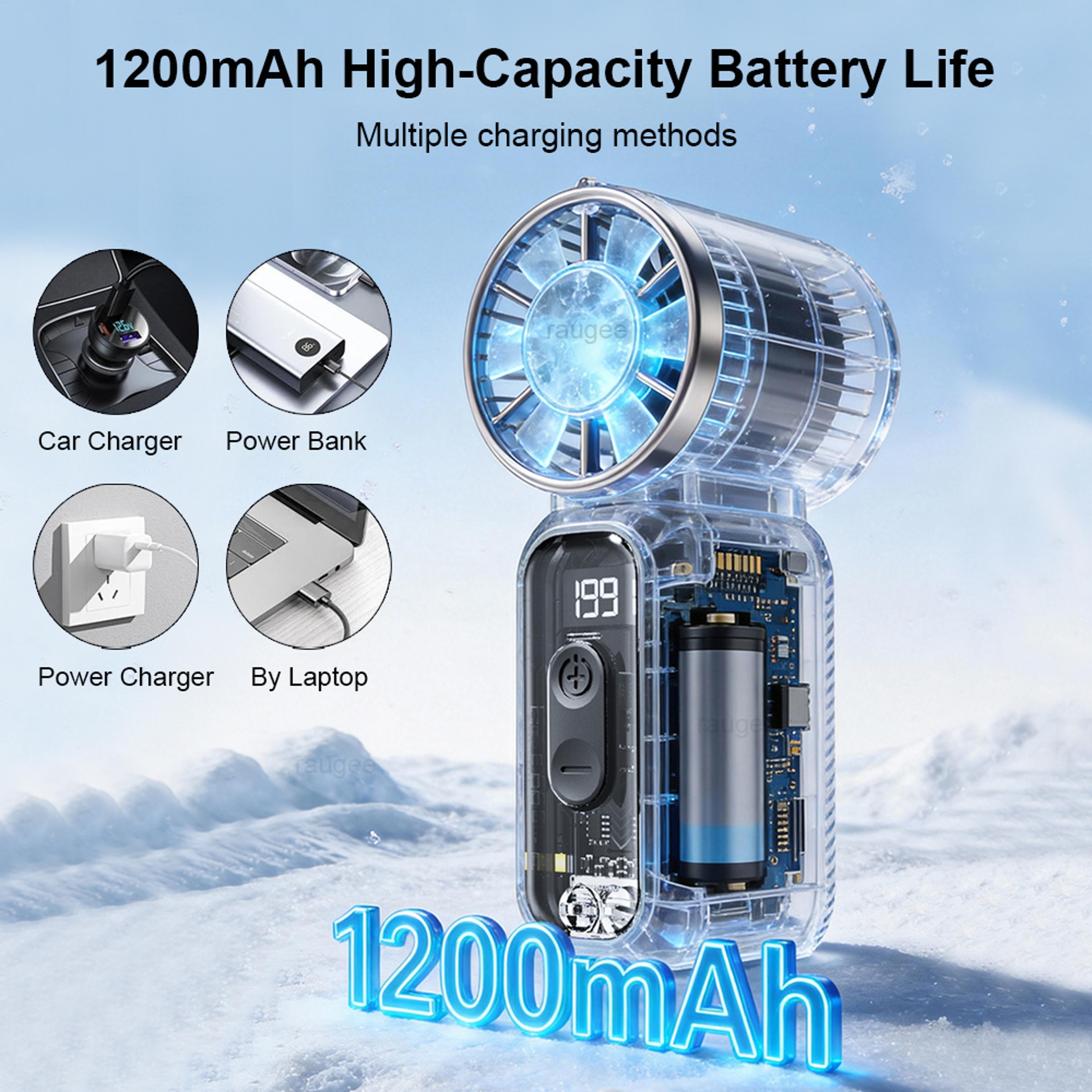Mini Portable Handheld Fan With Digital Display USB Rechargeable Pocket Fan 5