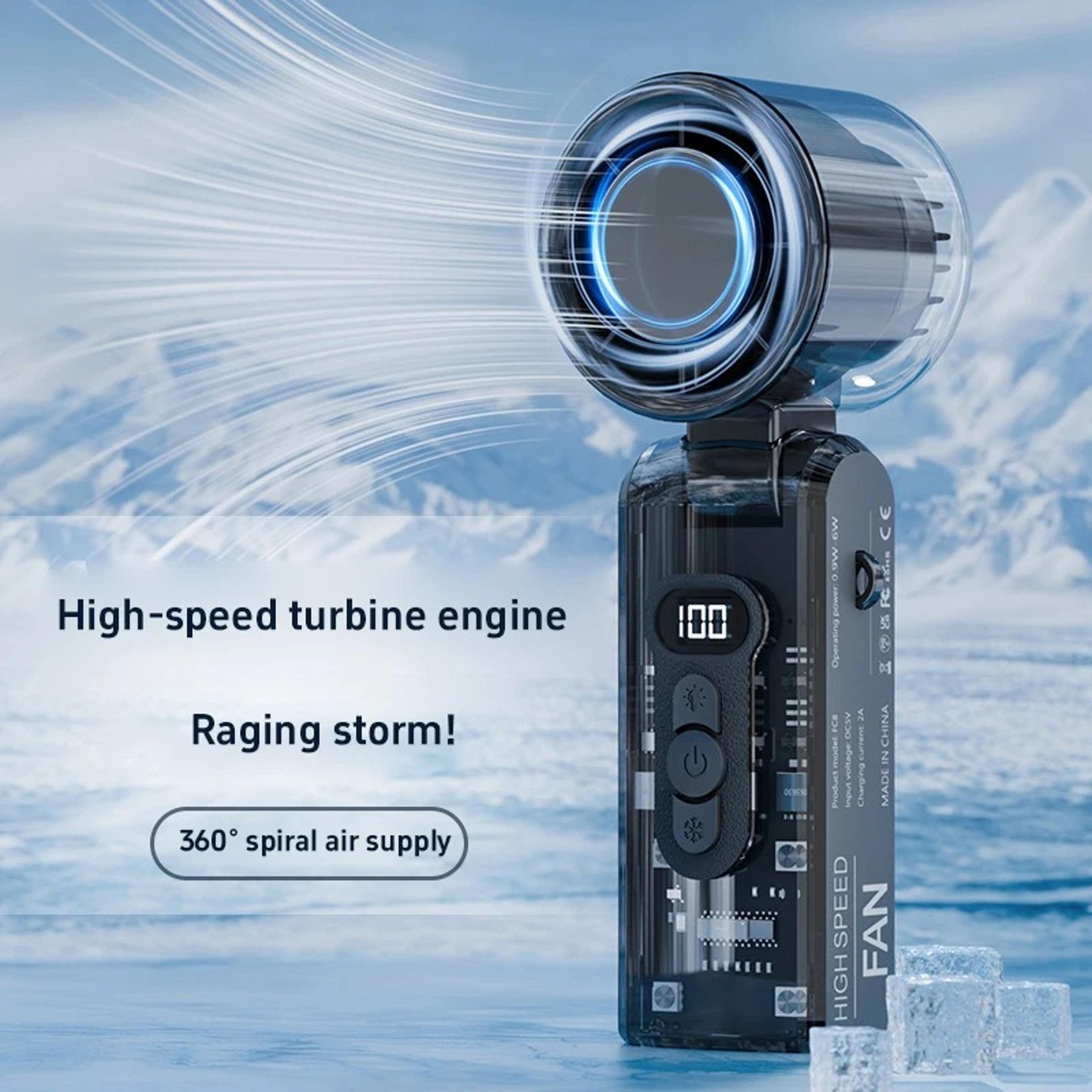 High Speed Portable Handheld Fan With Digital Display Rechargeable Folding Design 4