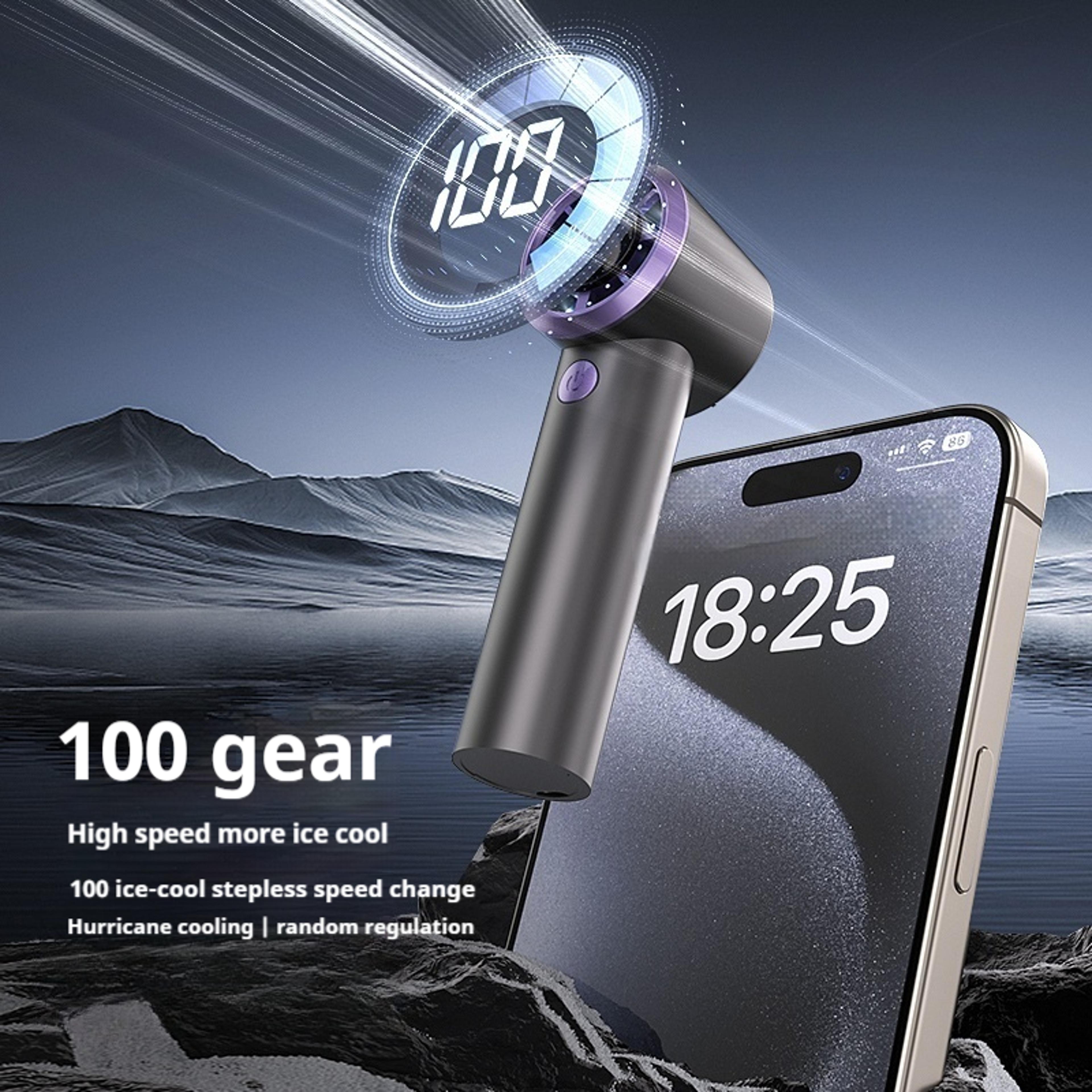 Portable Handheld Fan With Semiconductor Cooling Speed LED Display 7