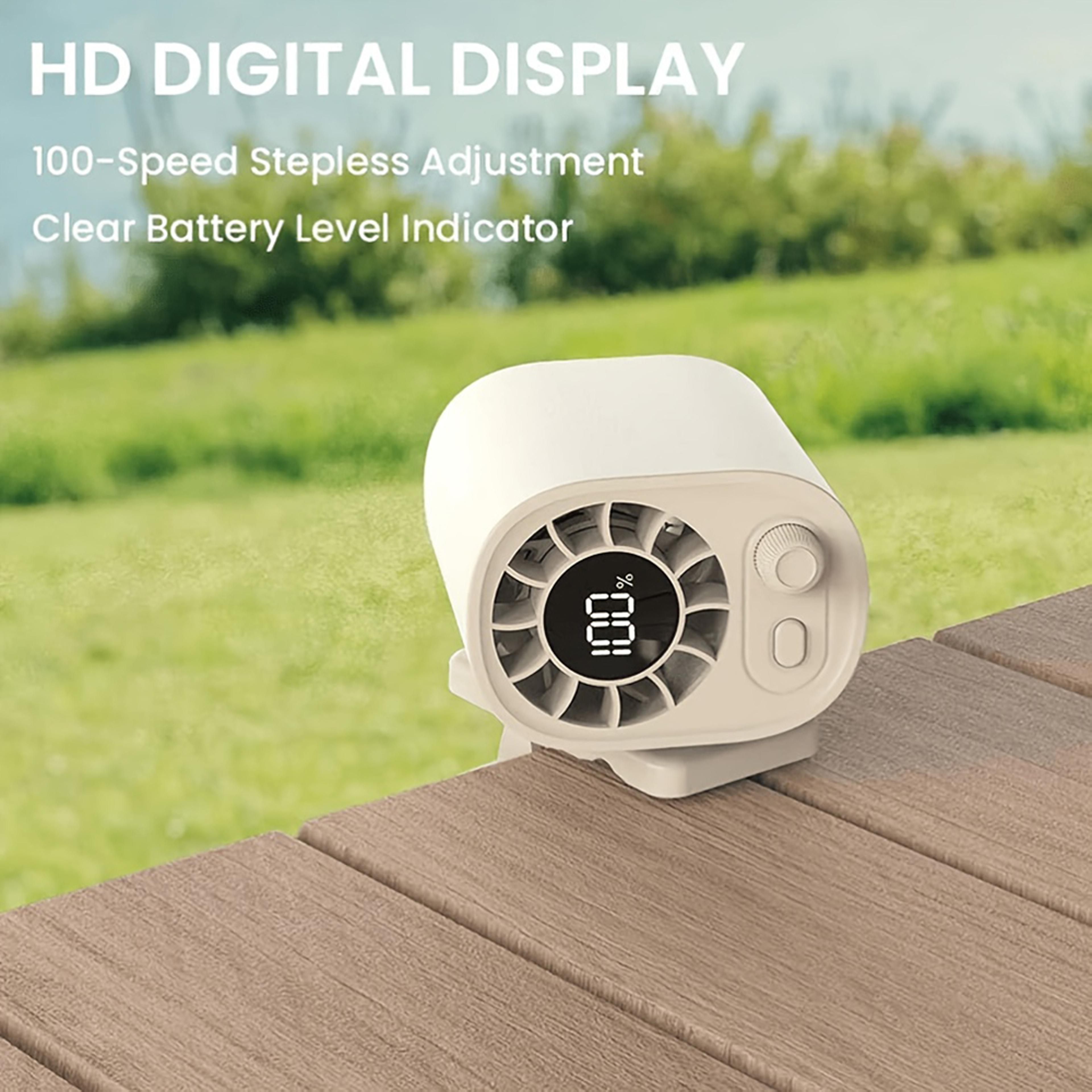 Speed Rechargeable Clip Fan With LED Display Hands Free Personal Fan 5