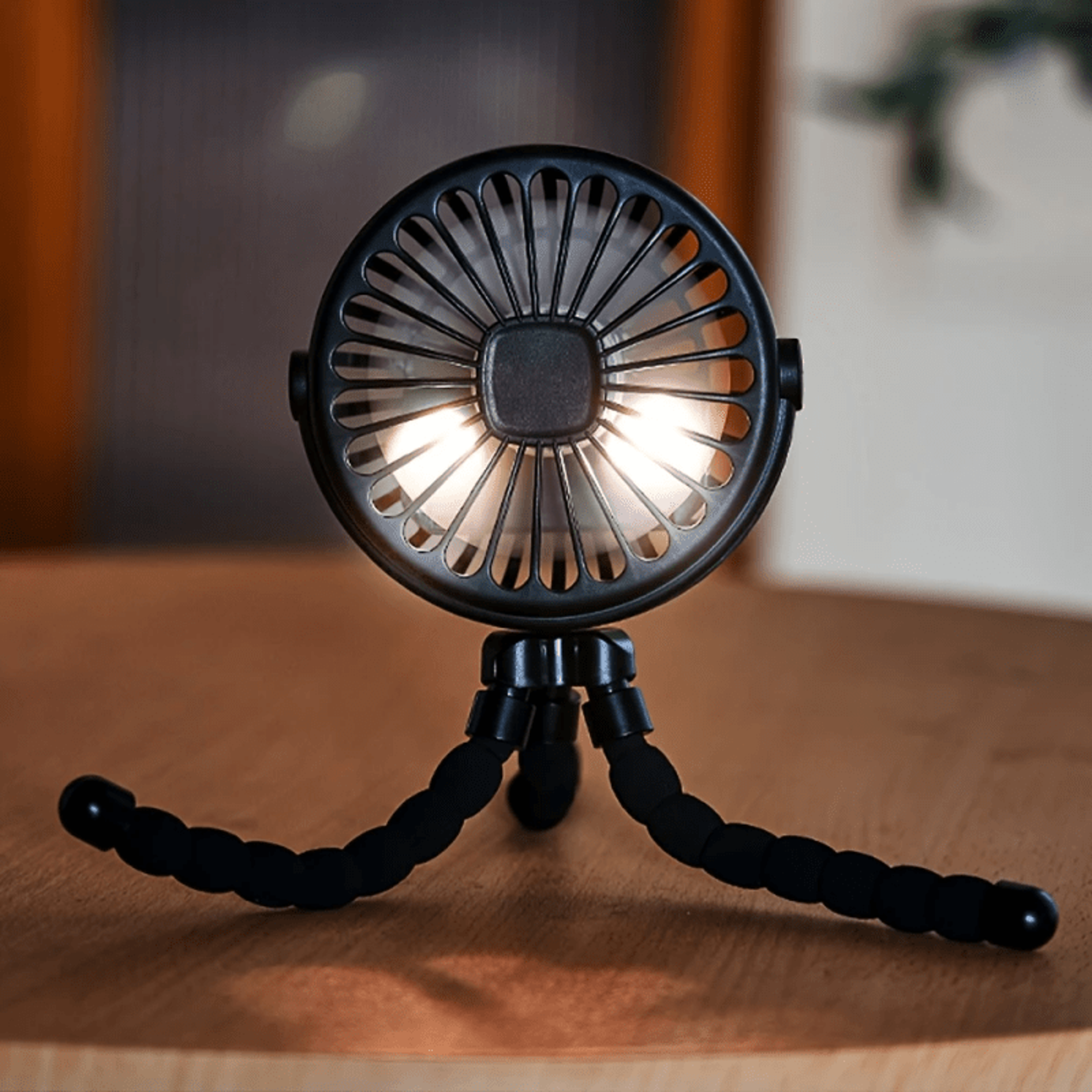 Portable Stroller Fan Rechargeable Mini Flexible Tripod Fan Speed 7