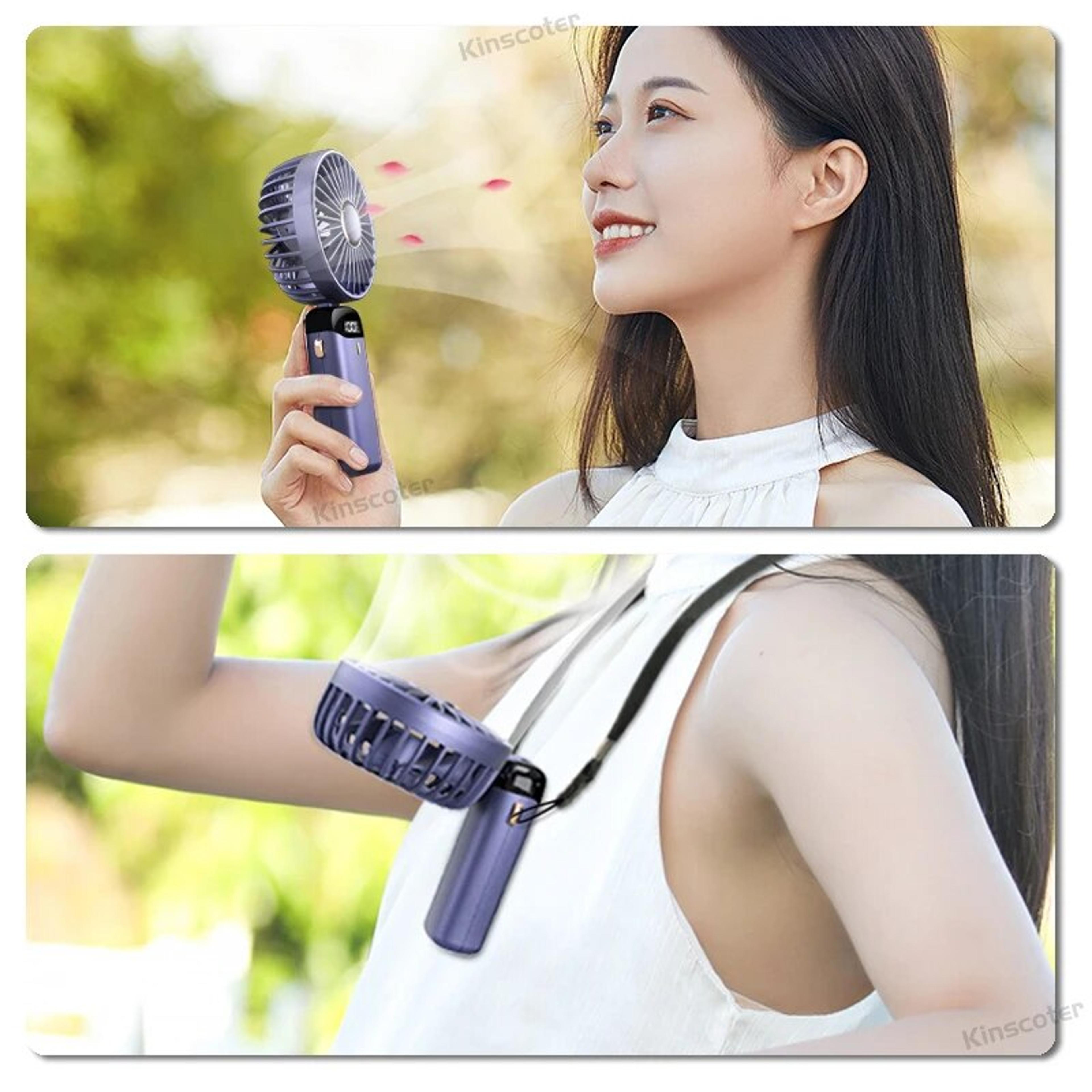 Speed Portable Mini Fan Rechargeable Foldable Neck Fan With Phone Stand 4