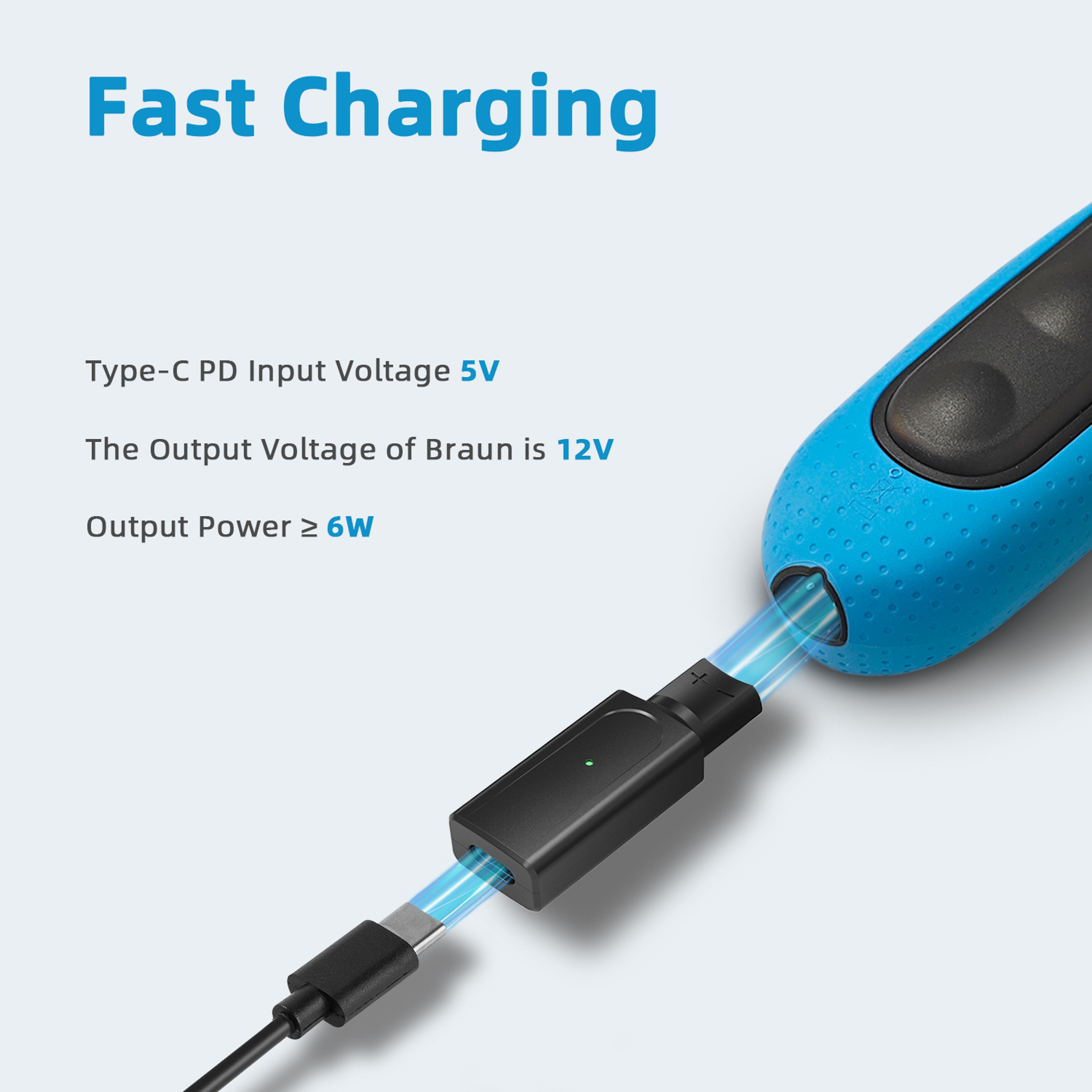 USB C Shaver Adapter For Braun Series With Charging Indicator 3