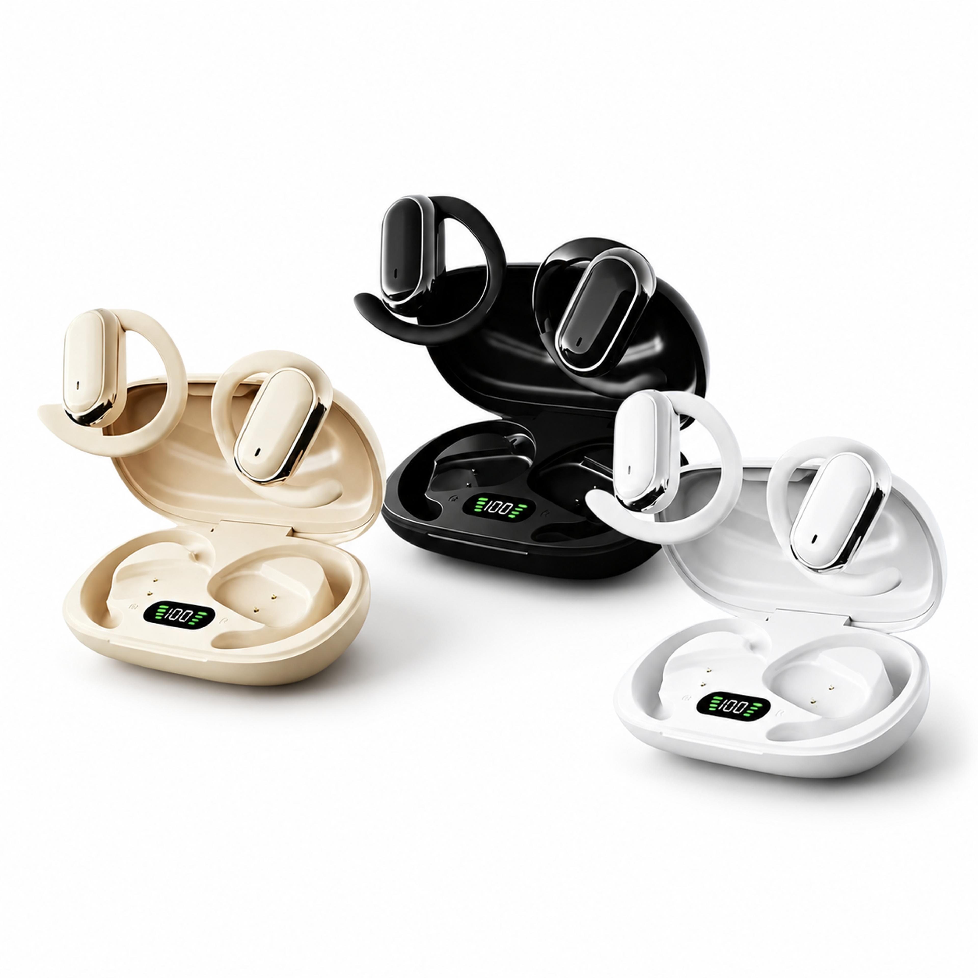 ComfortFit Open Ear Earbuds With Earhooks Bluetooth Wireless Audio And LED Display 0