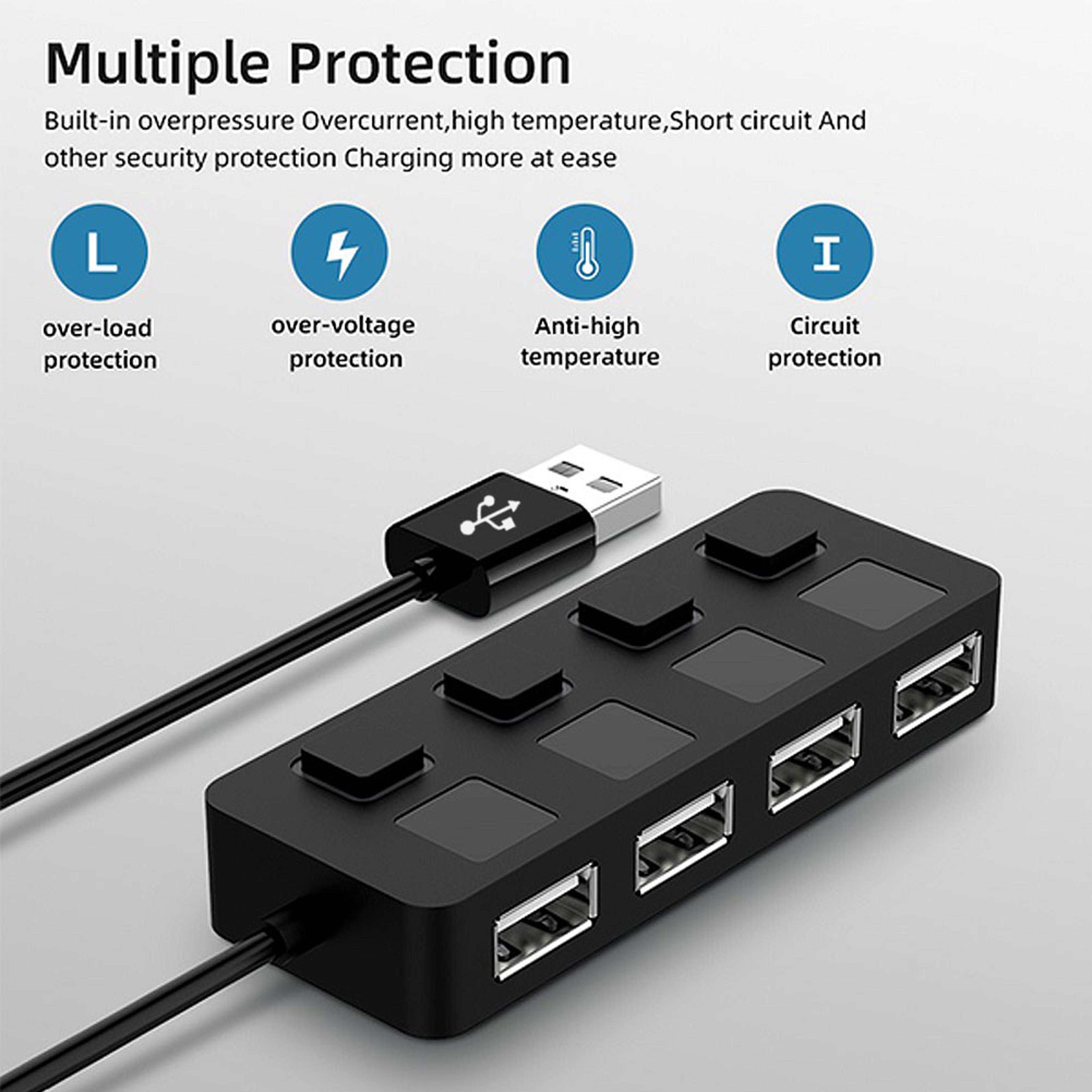 USB Hub With Individual Switches USB Splitter For PC Laptop 4