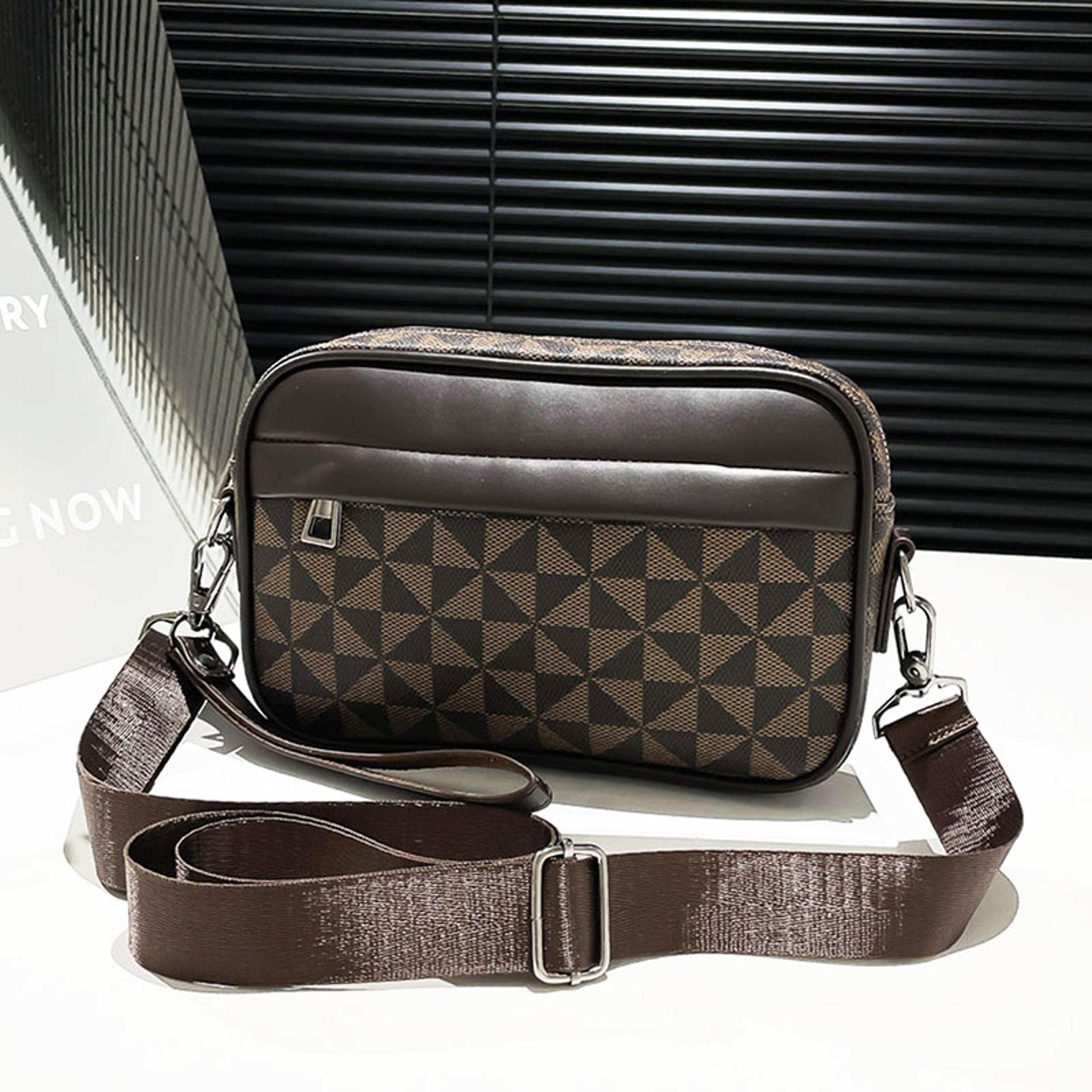 Mens Crossbody Bag Lightweight PU Leather Messenger Bag With Wide Strap 2