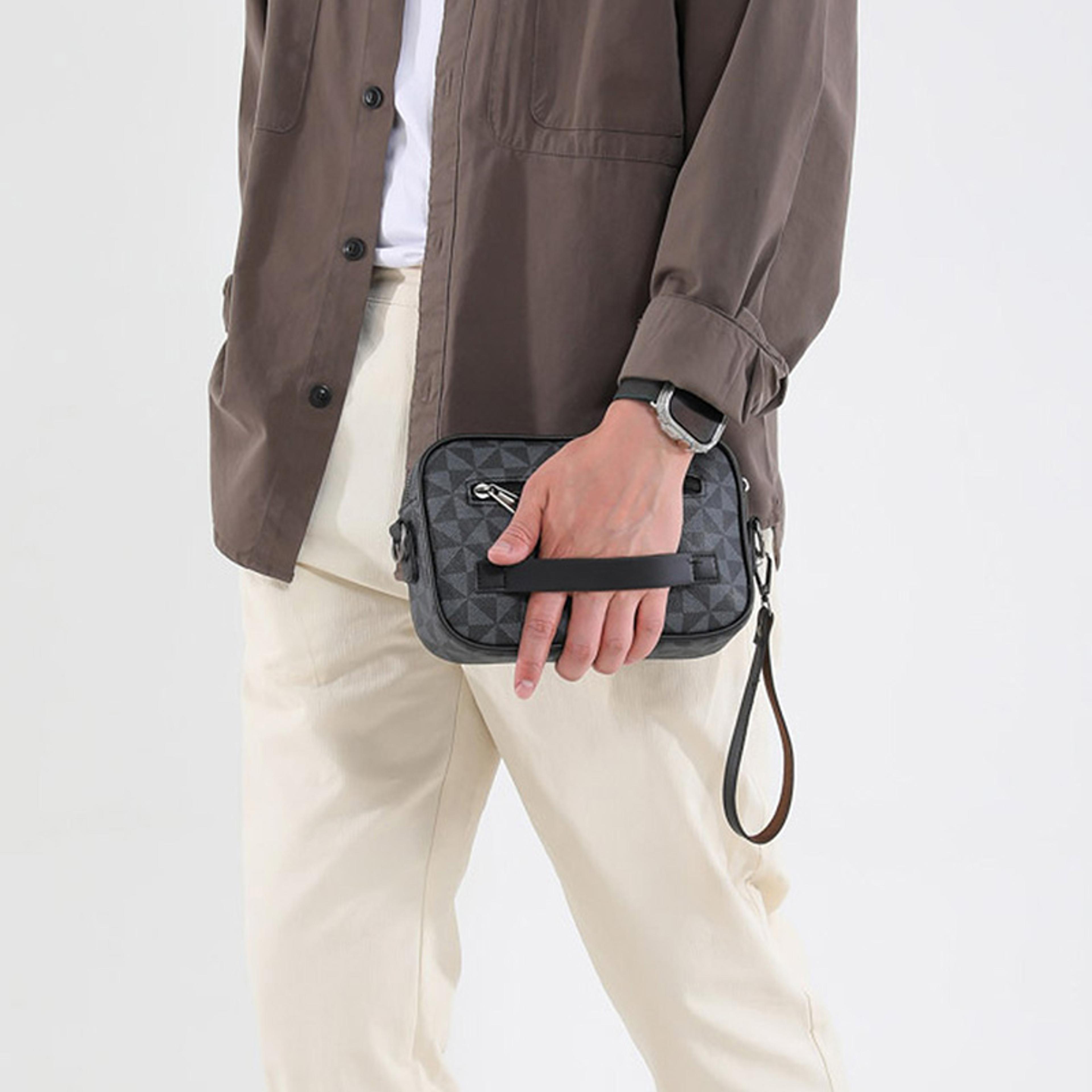 Mens Crossbody Bag Lightweight PU Leather Messenger Bag With Wide Strap 1