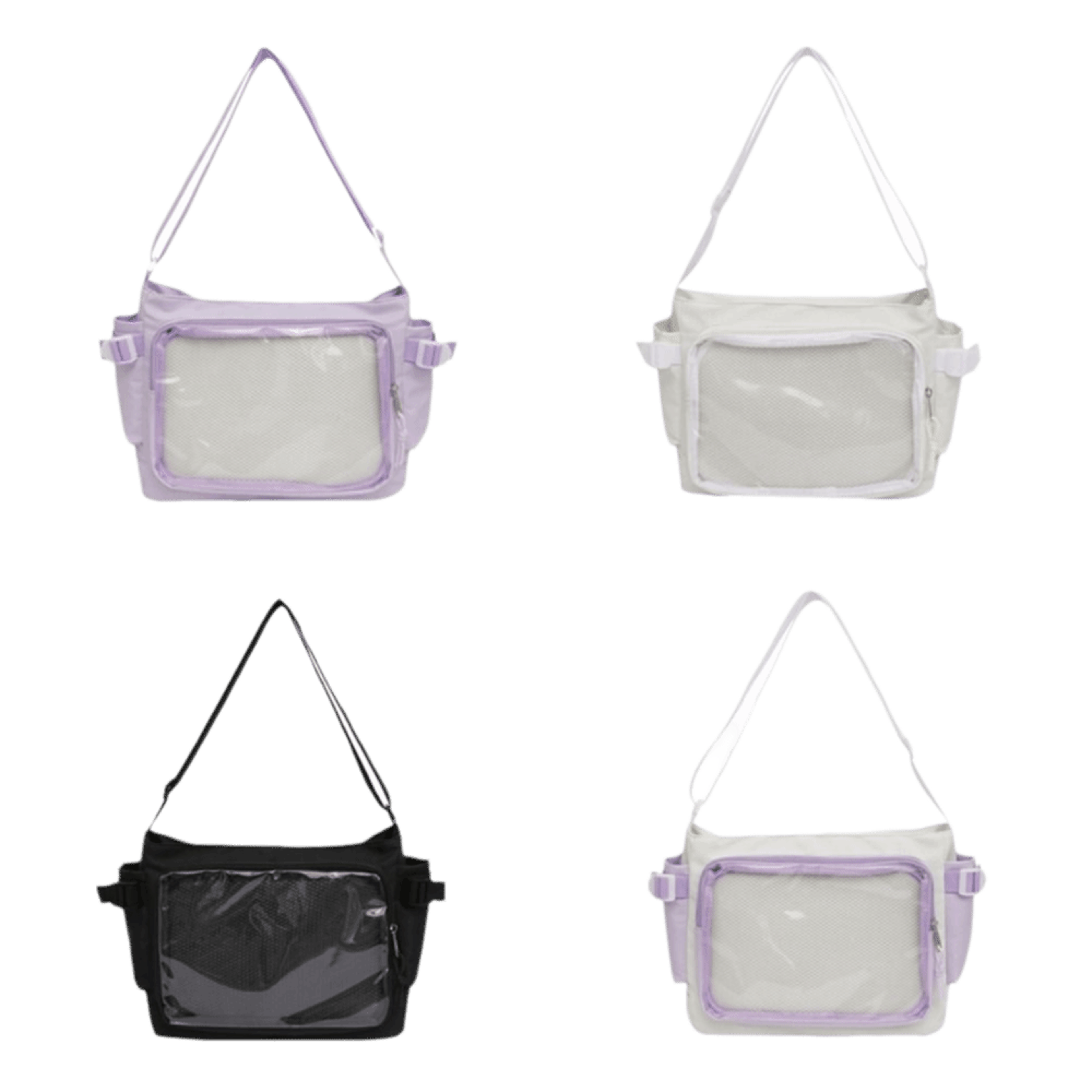 clear transparent itabag crossbody shoulder bag with badge display pocket for college style