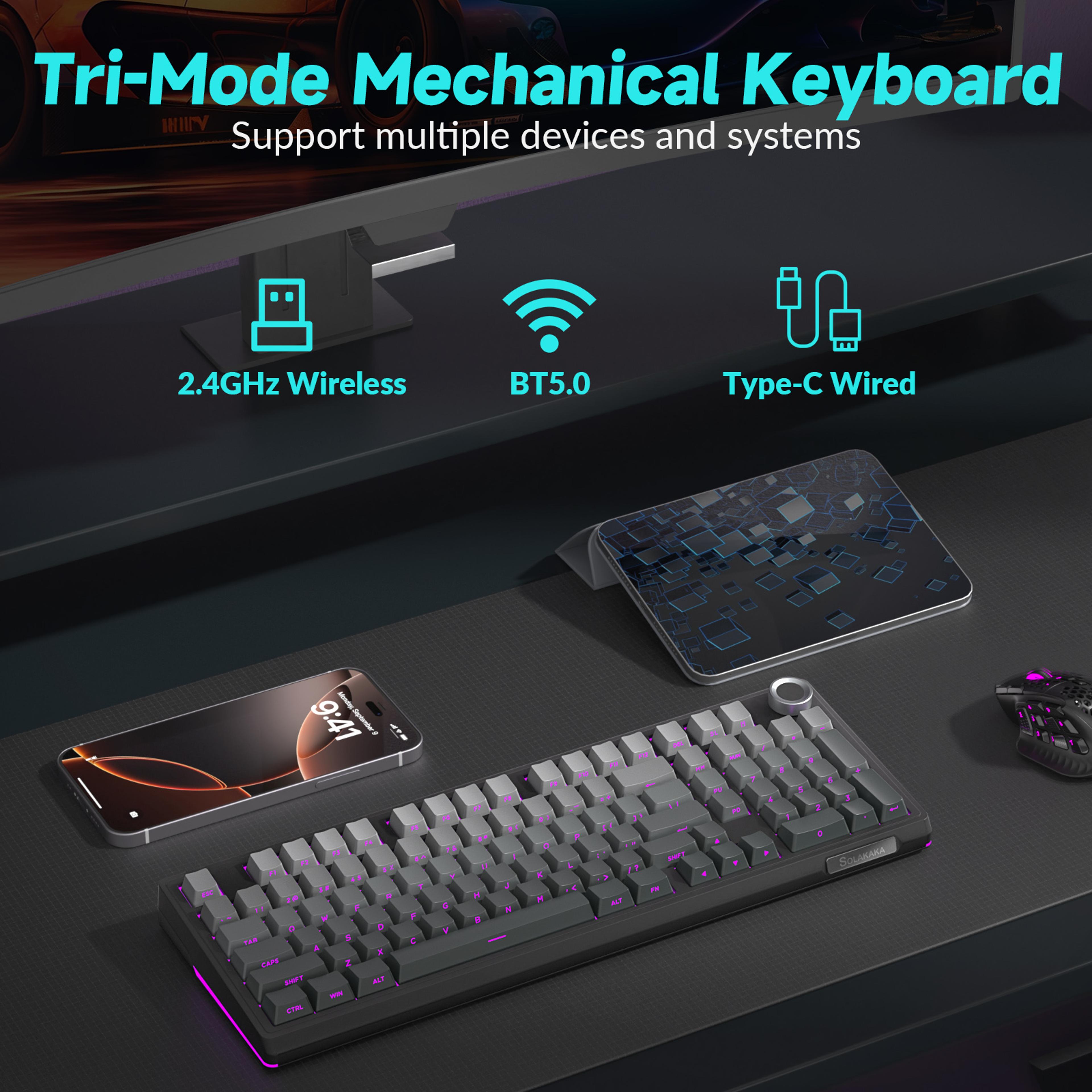 Tri Mode Bluetooth Wireless Mechanical Keyboard Keys RGB Hot Swap Gaming Keyboard 5