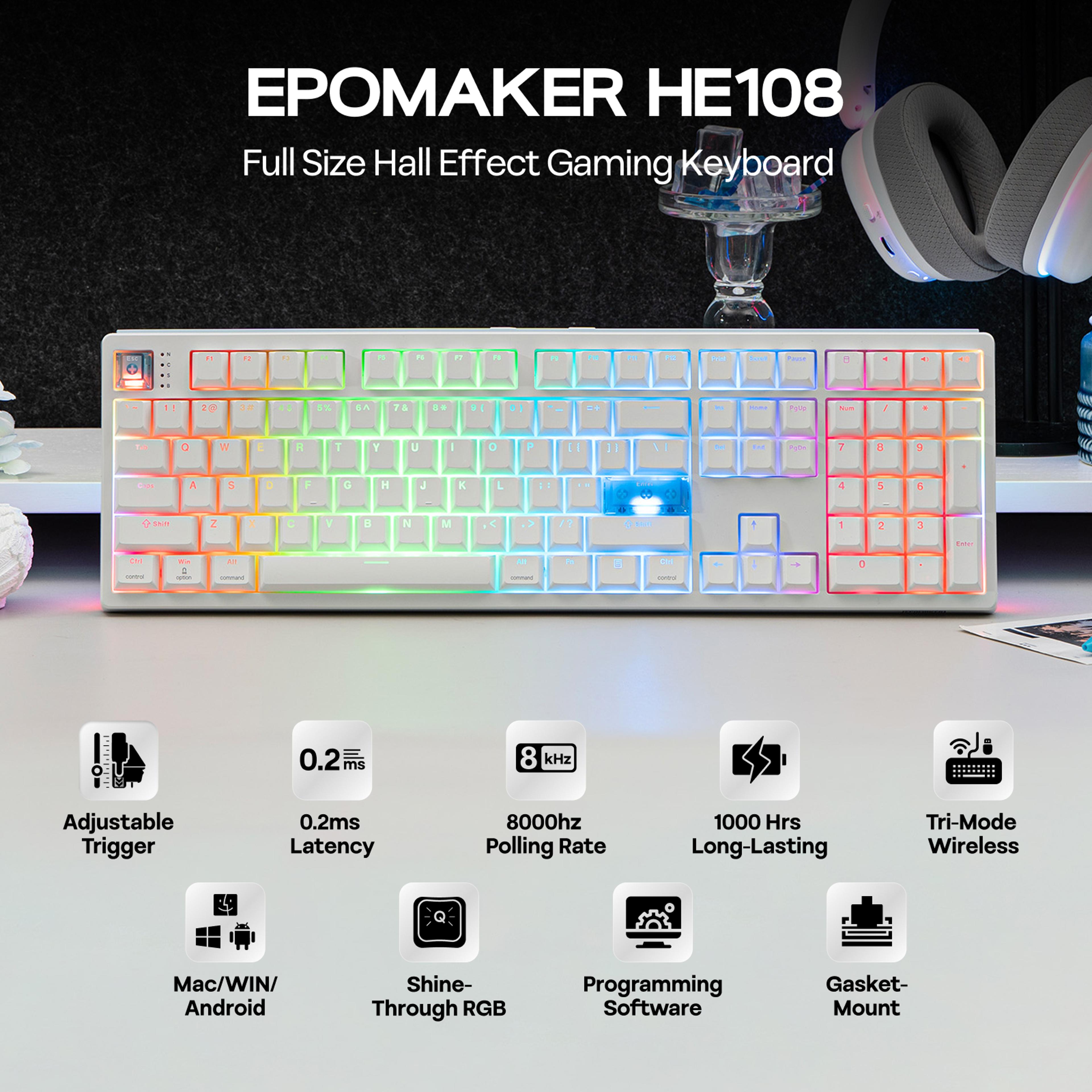 Full Size Wireless Hall Effect Gaming Keyboard 3