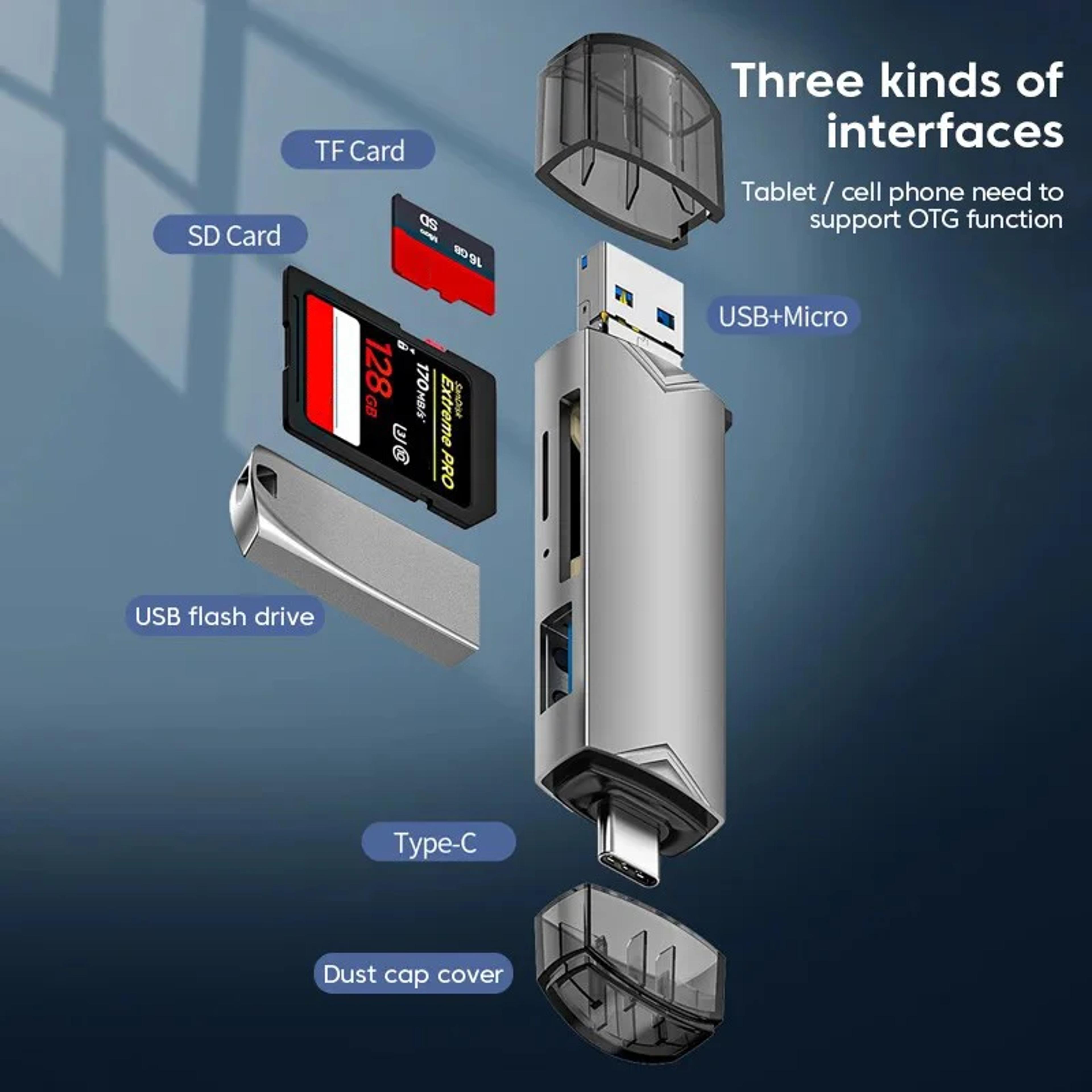 USB Card Reader With USB C OTG SD And MicroSD Support 6