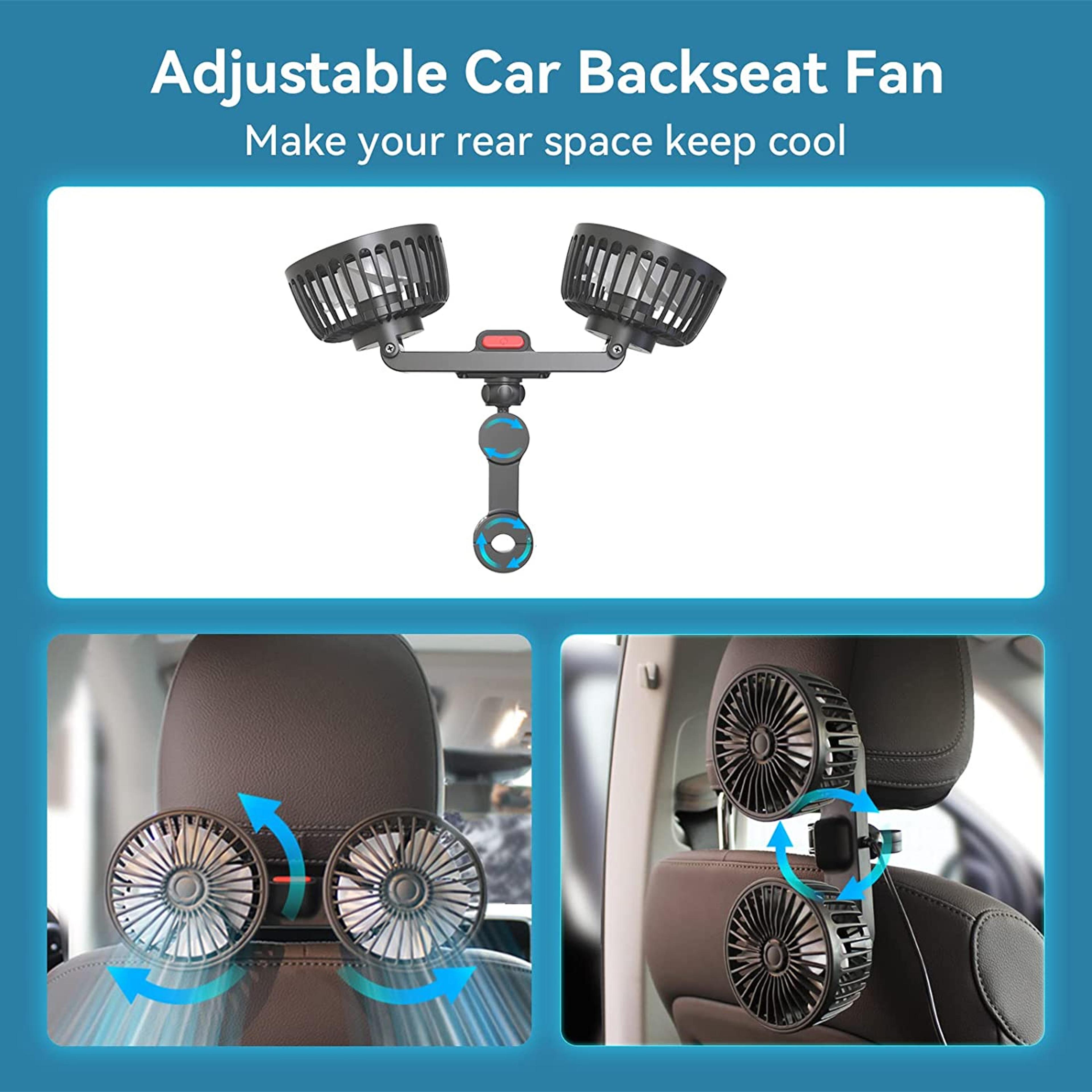 Dual Head Car Fan Degree Speed USB Backseat Cooling Fan 3