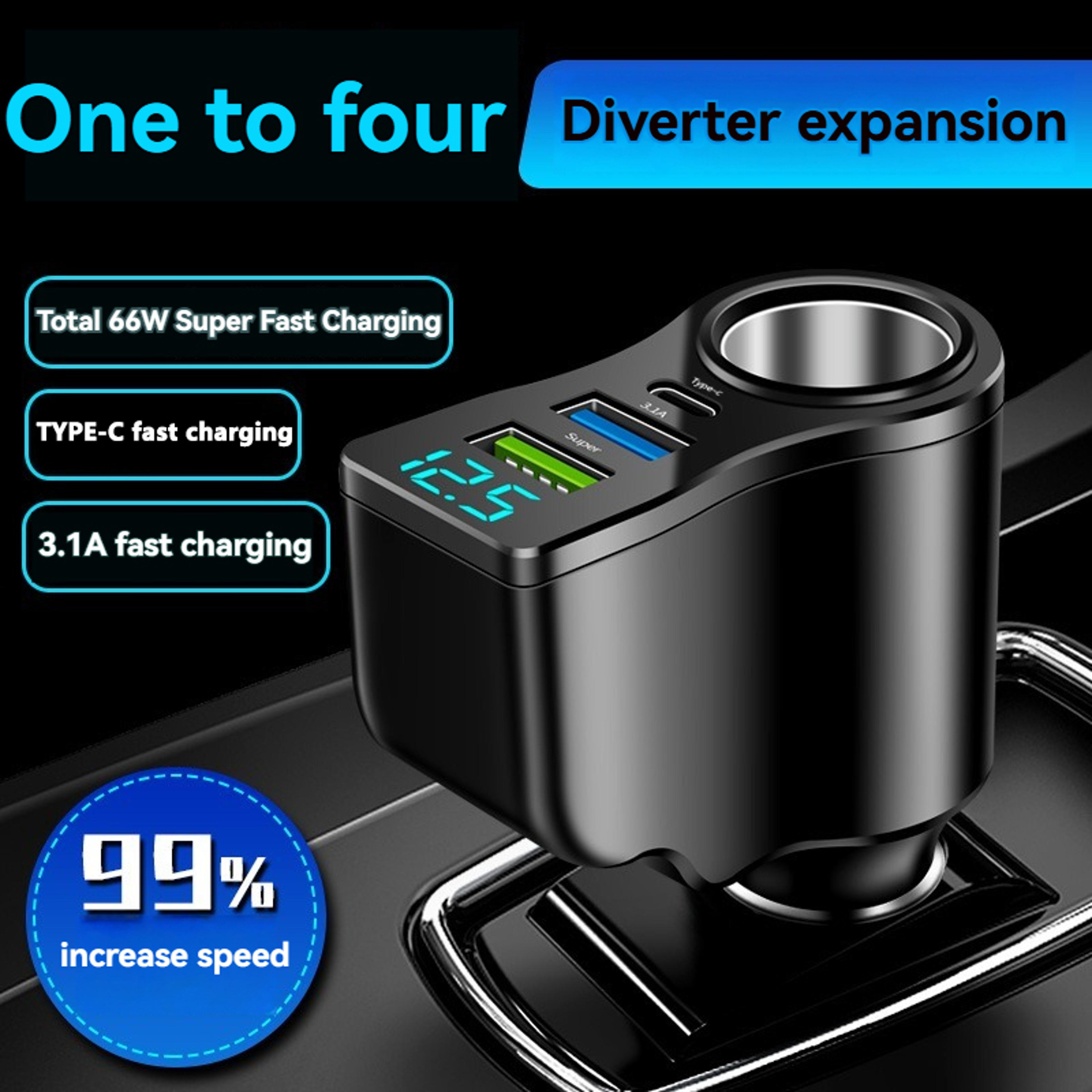Fast Charging Dual USB Car Charger With Digital Display And Way Cigarette Lighter Splitter 2