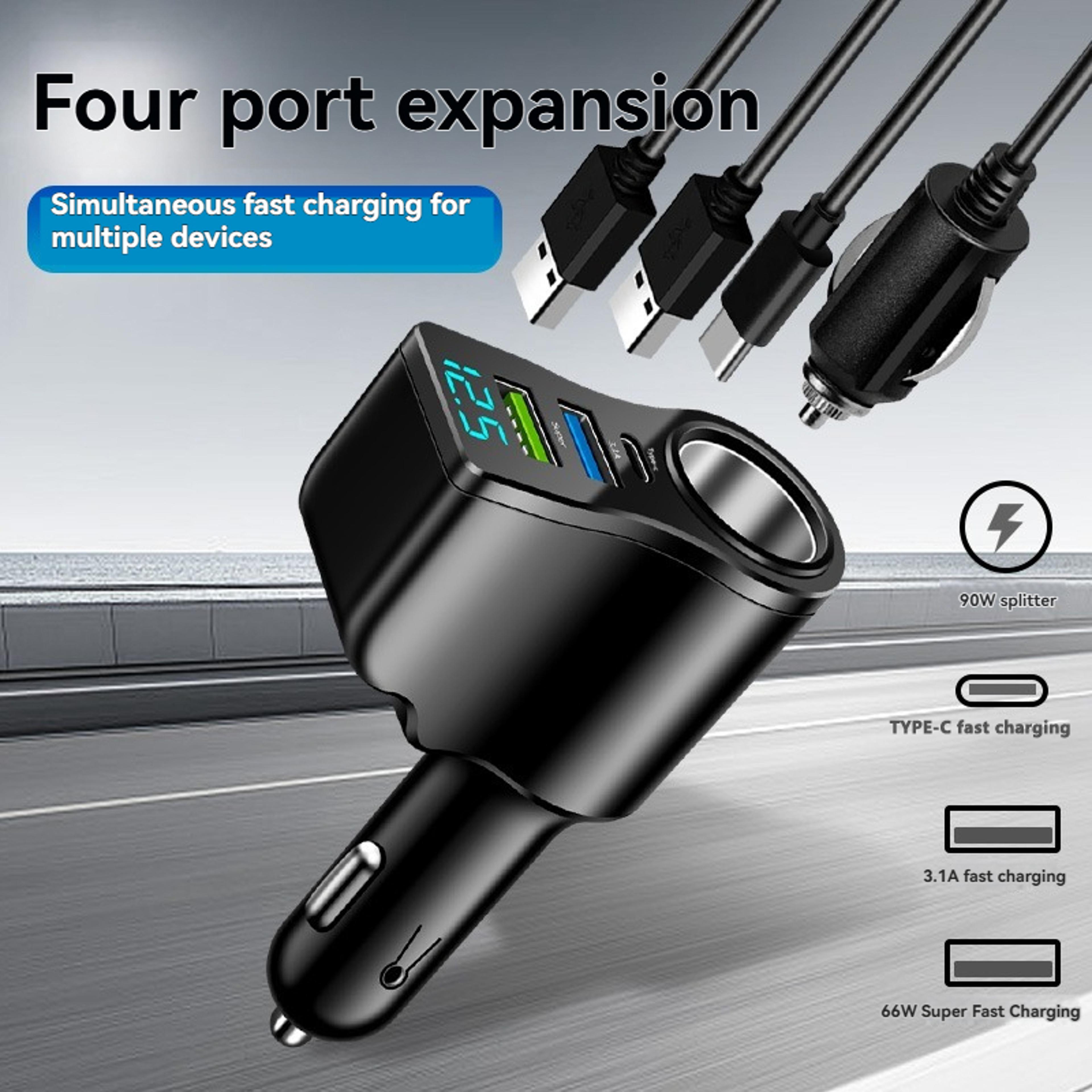Fast Charging Dual USB Car Charger With Digital Display And Way Cigarette Lighter Splitter 1