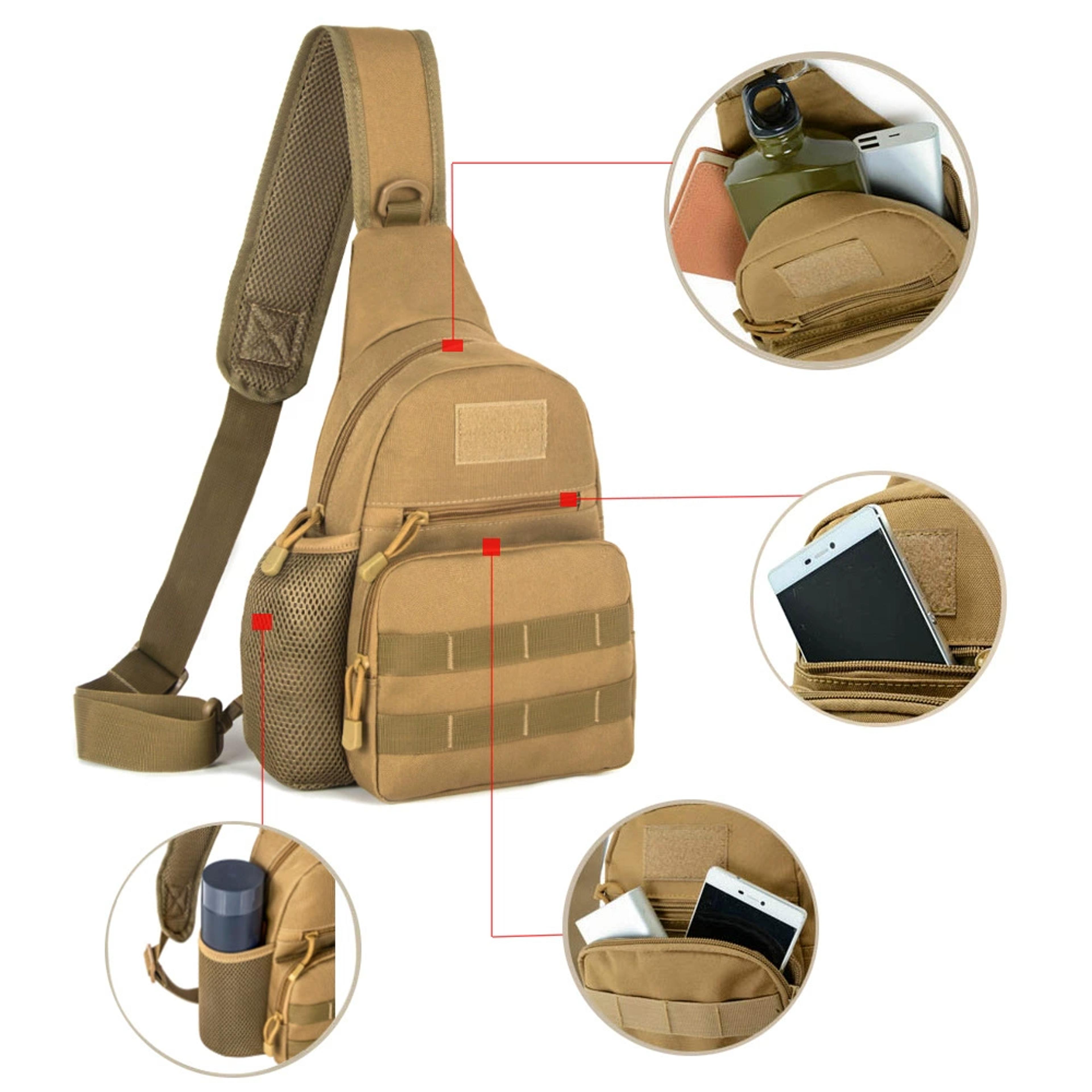 Tactical Sling Bag Nylon Hiking Chest Shoulder Pack For Men 7