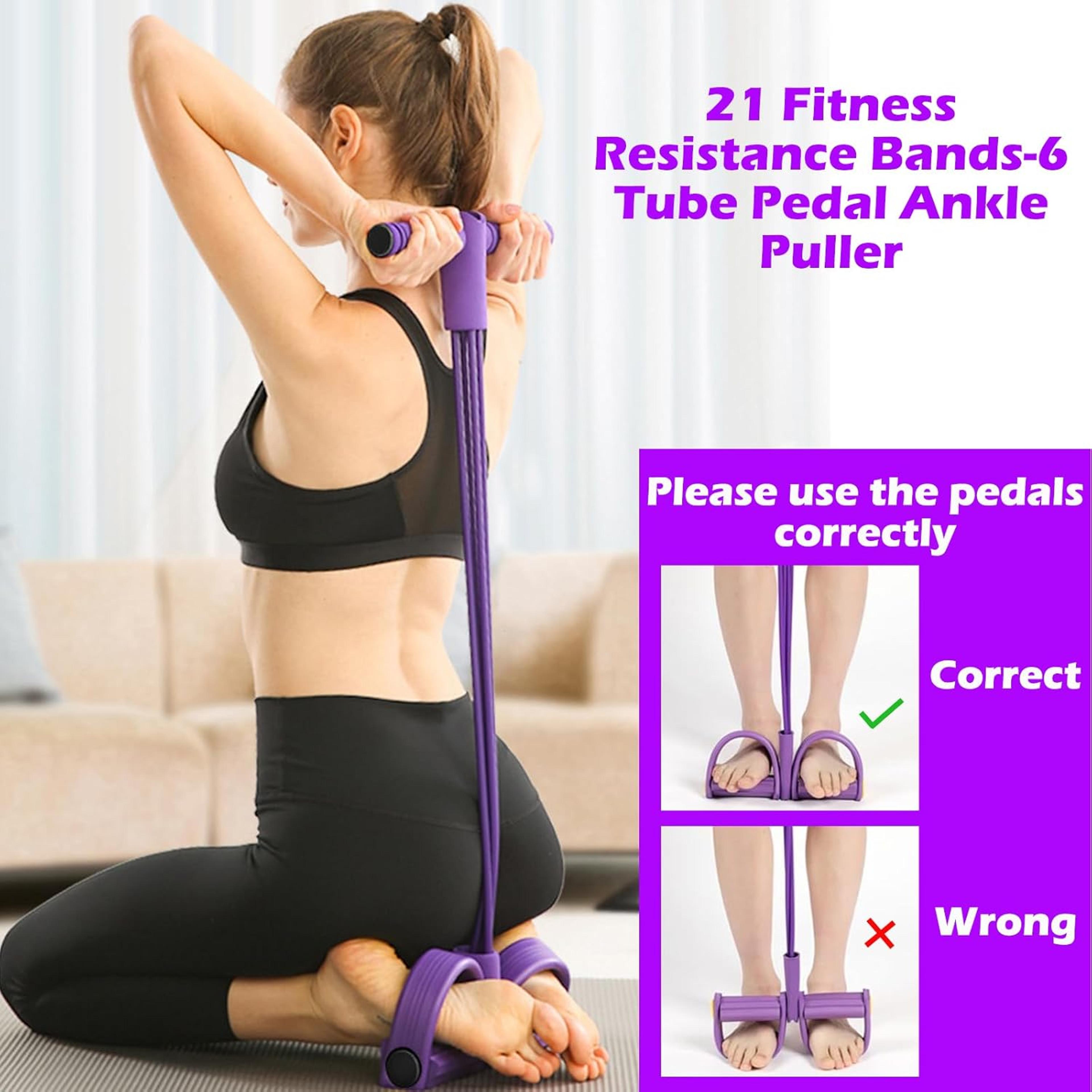 Tube Pedal Resistance Band Full Body Workout Core Trainer 5