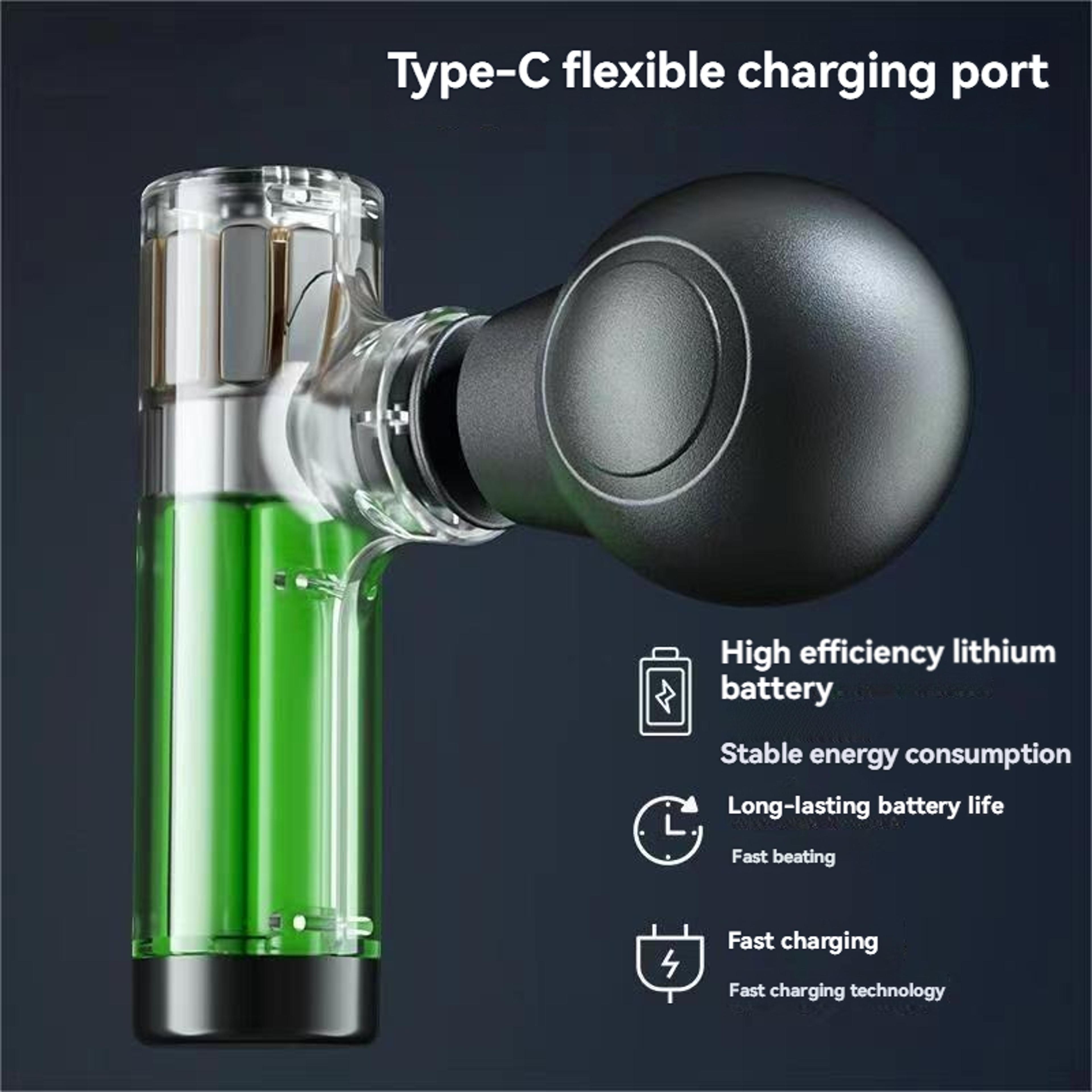 USB Rechargeable Mini Massage Gun Deep Tissue Muscle Massager With Heads 5
