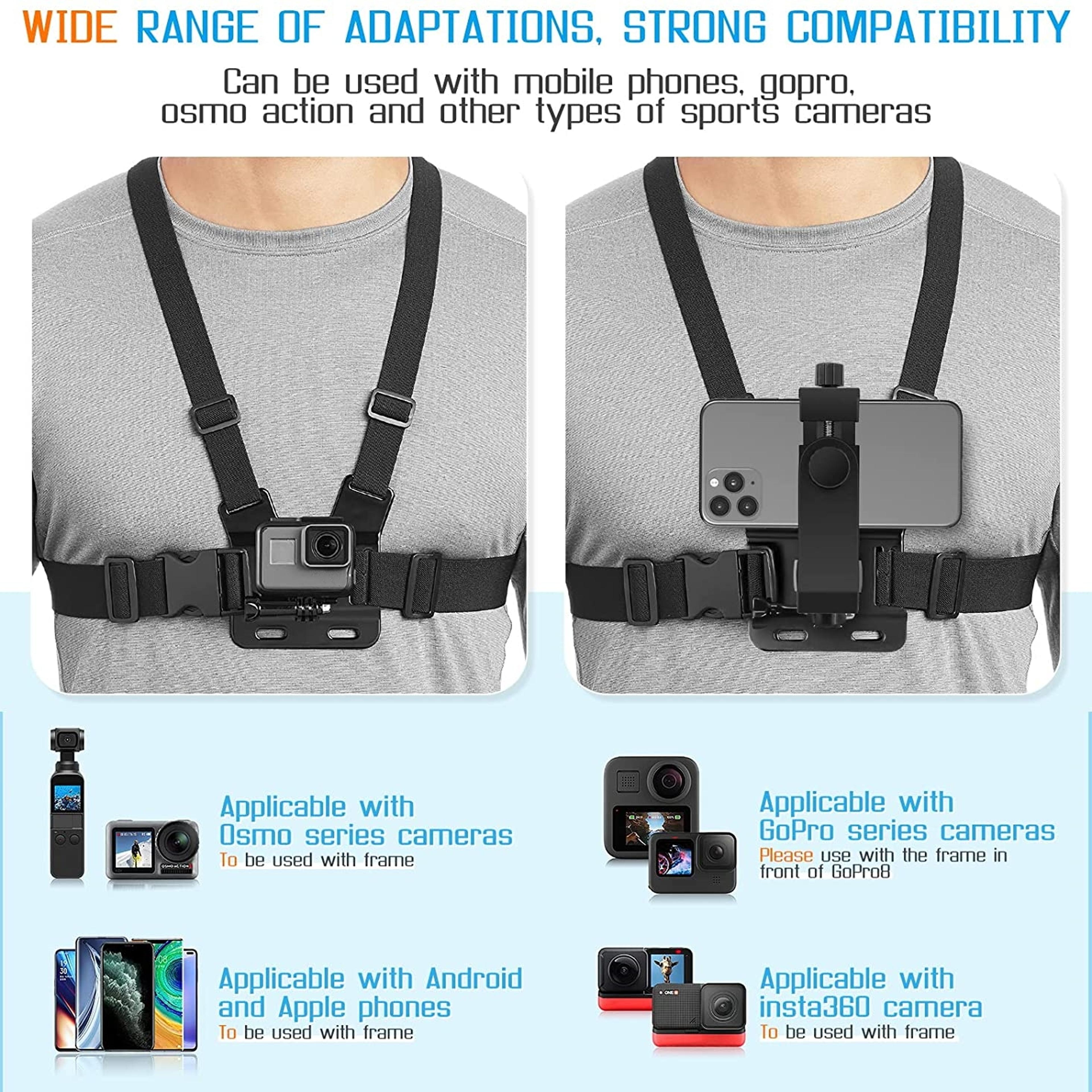 Adjustable Phone Chest Mount Harness For Smartphone GoPro And POV Recording 3