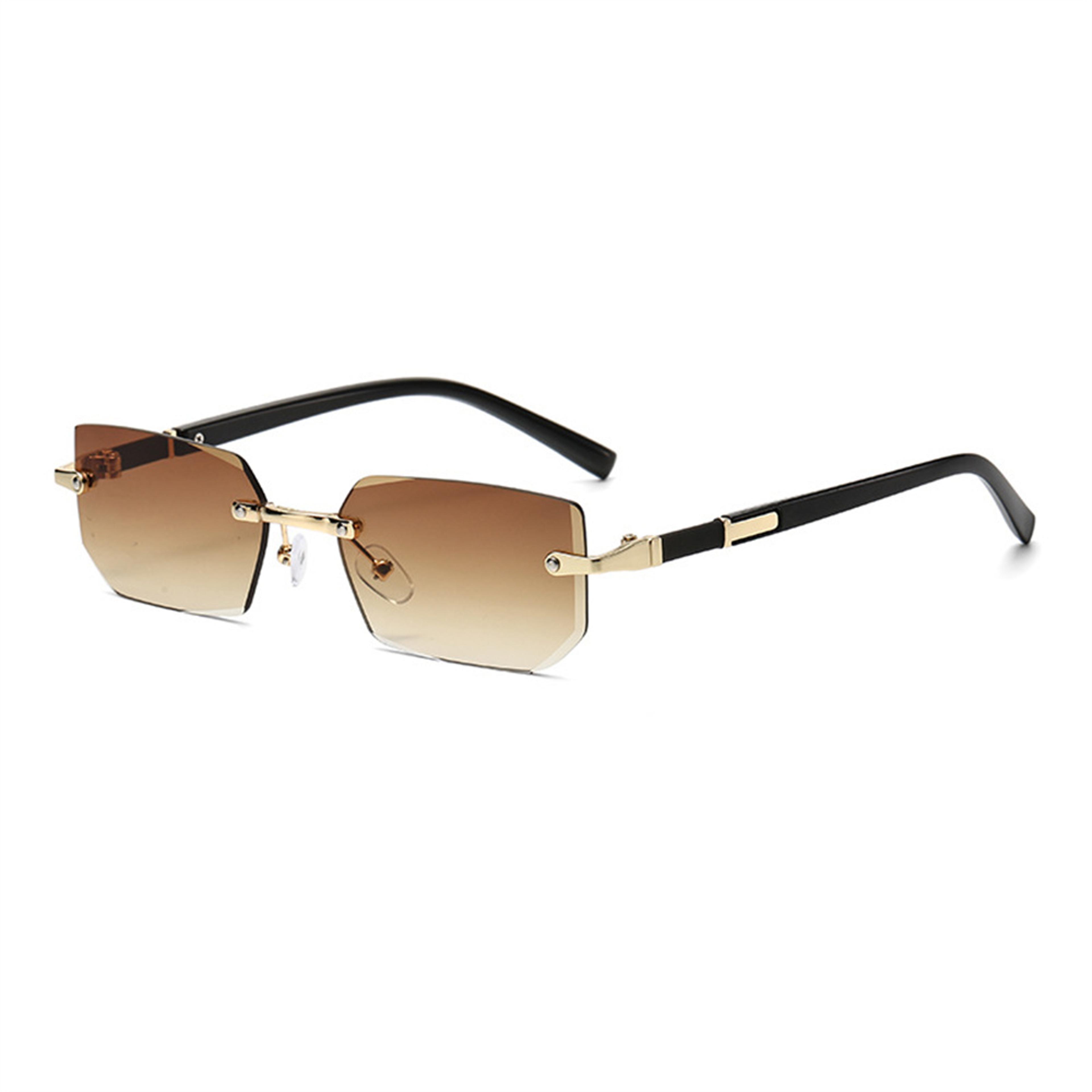 Men Rimless Rectangle Sunglasses Vintage Square Color Lens Fashion Shades 7