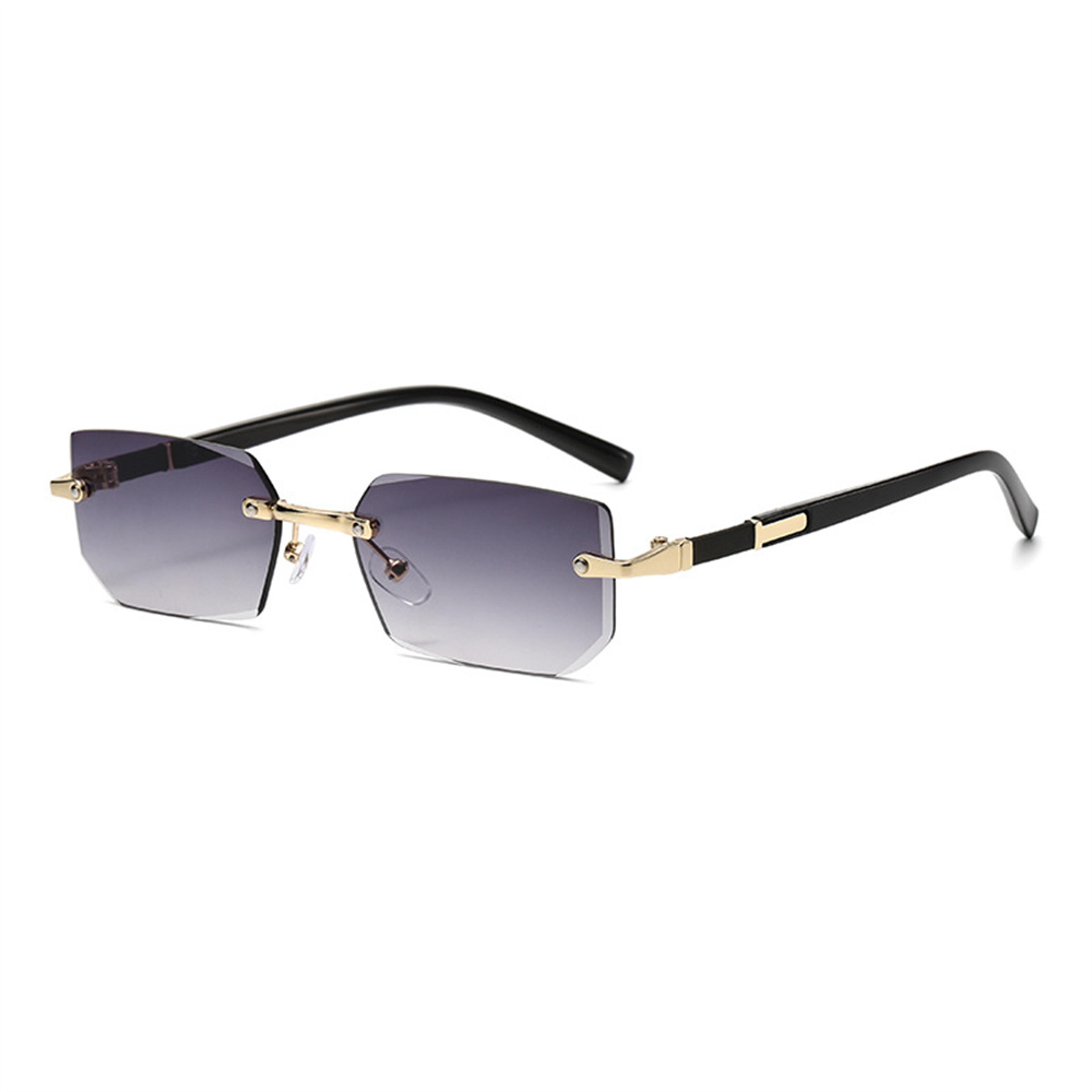 Men Rimless Rectangle Sunglasses Vintage Square Color Lens Fashion Shades 11