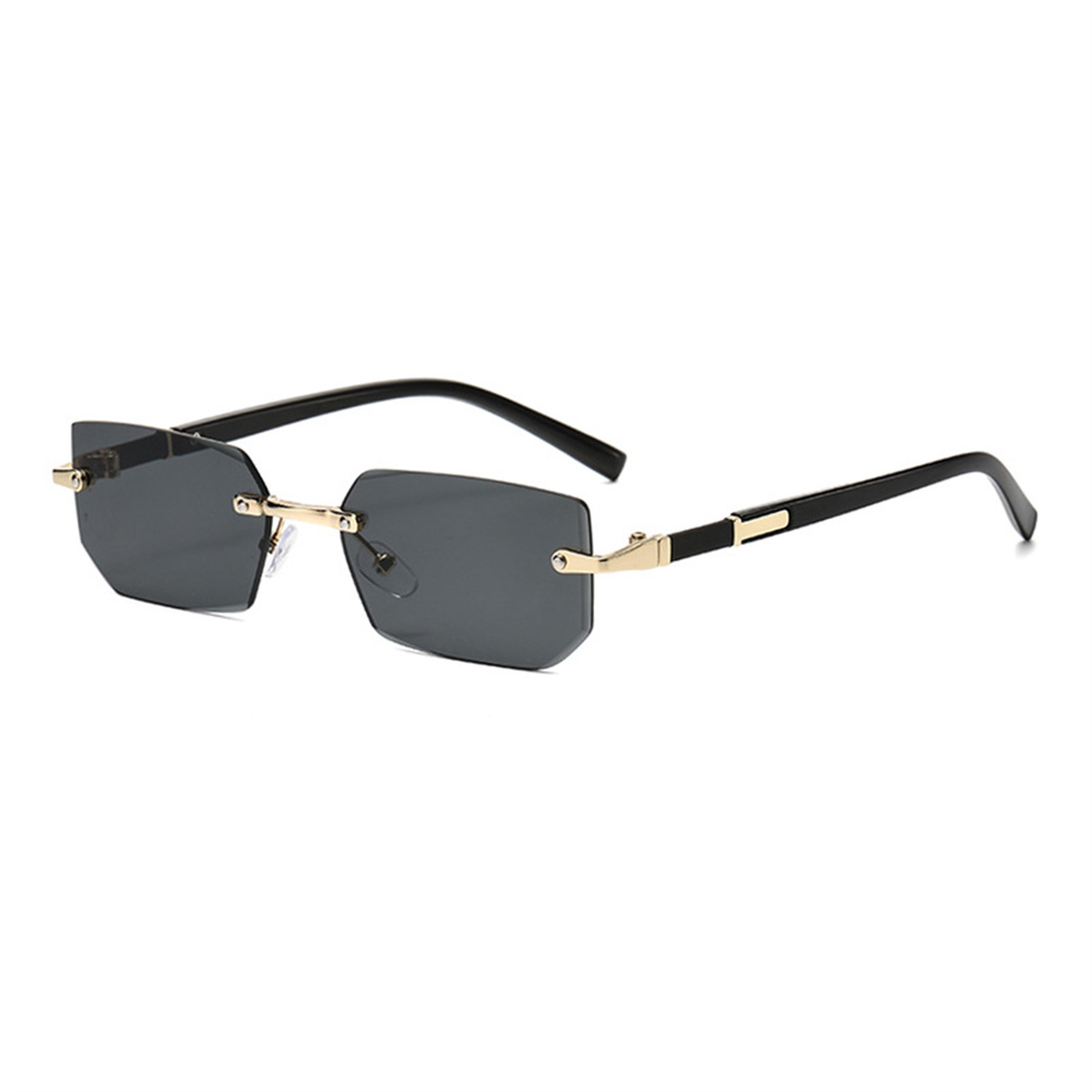 Men Rimless Rectangle Sunglasses Vintage Square Color Lens Fashion Shades 12