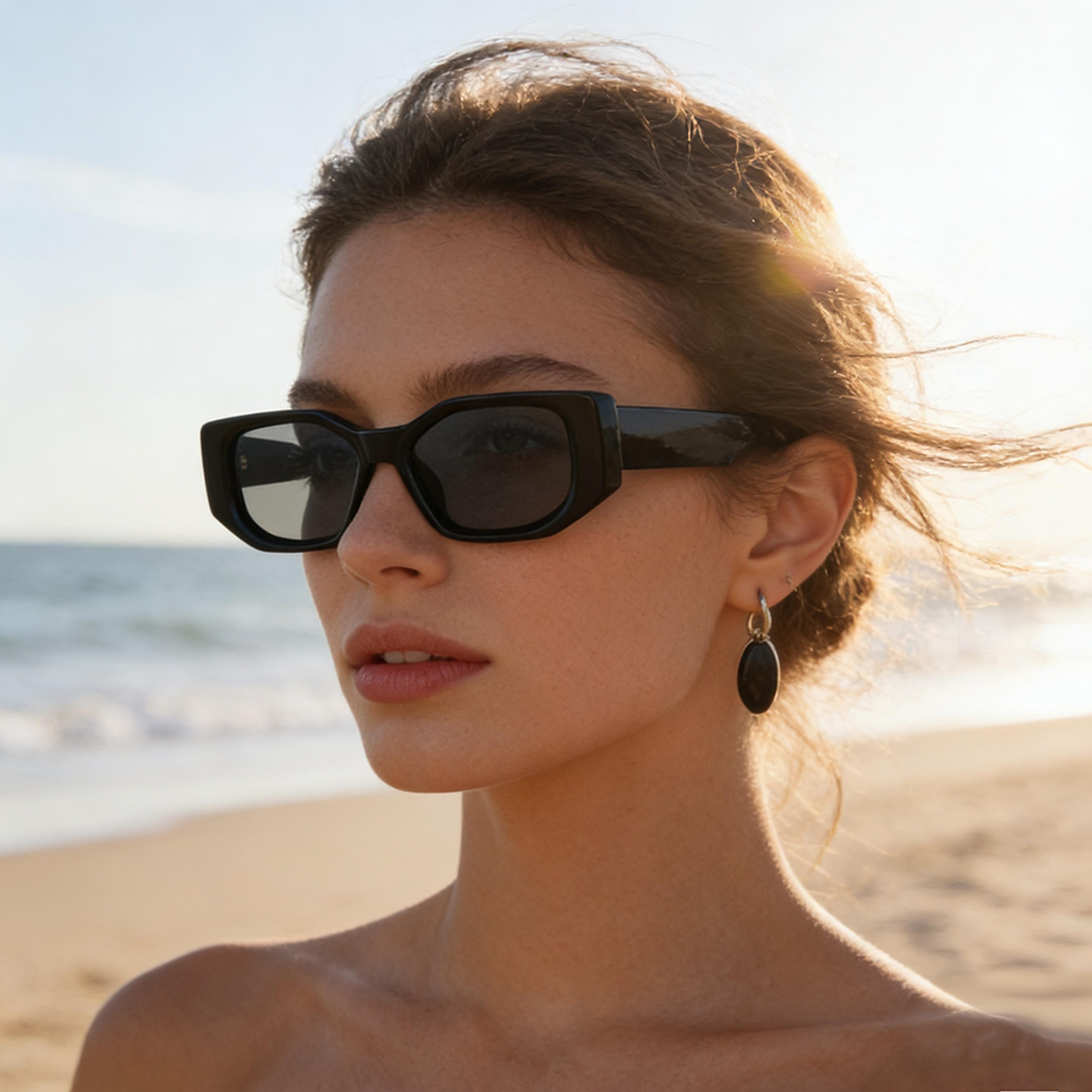 Black Retro Irregular Thick Frame Unisex Fashion Sunglasses 5
