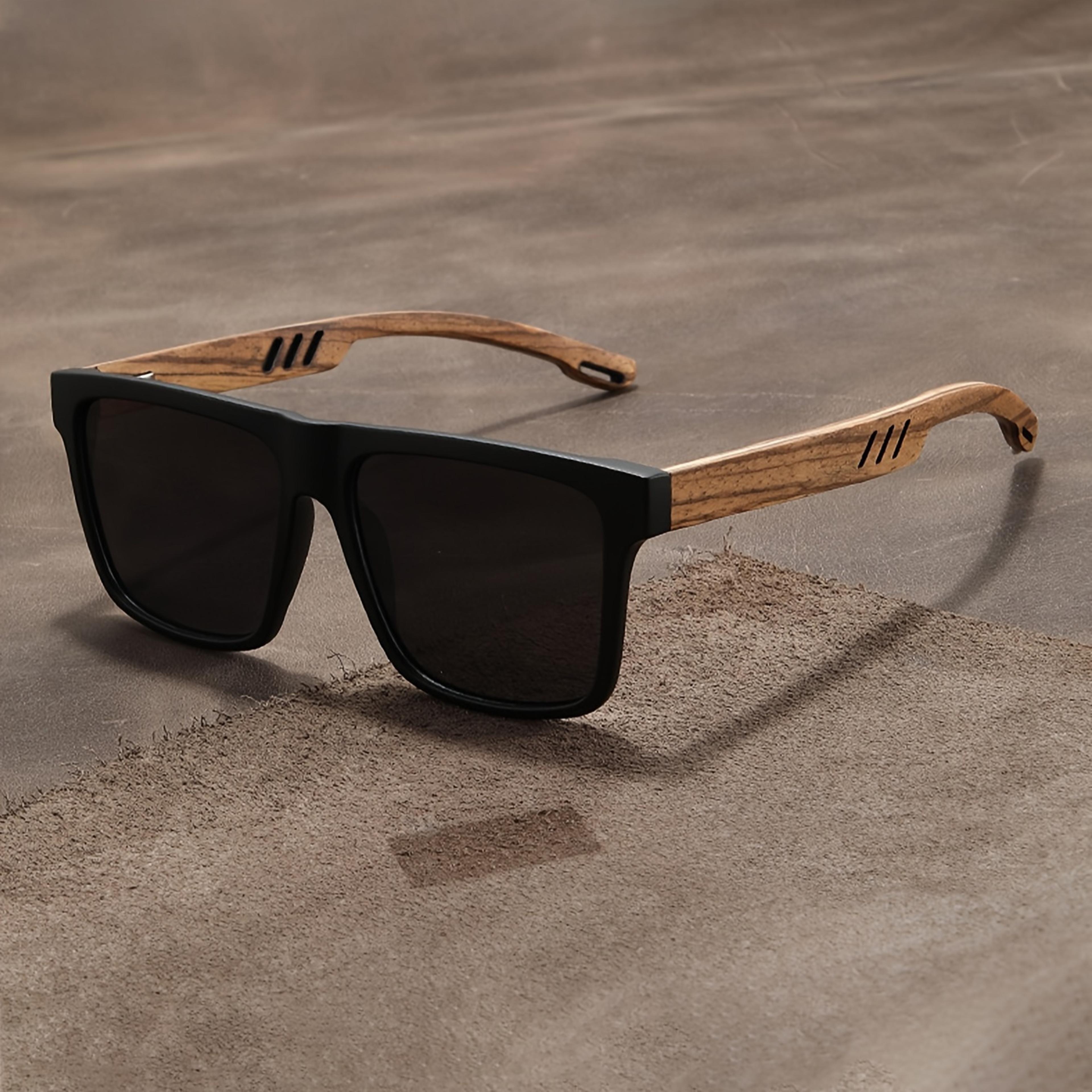 Retro Walnut Polarized Square Sunglasses Lightweight Unisex Driving Eyewear 6